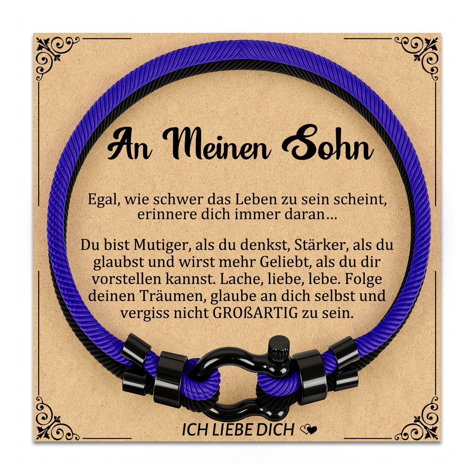 YIBONIKA Armband für Meinen Sohn Enkel, Segeltau Armbänder für Sohn Enkel Geburtstag Weihnachten Valentinstag Geschenke