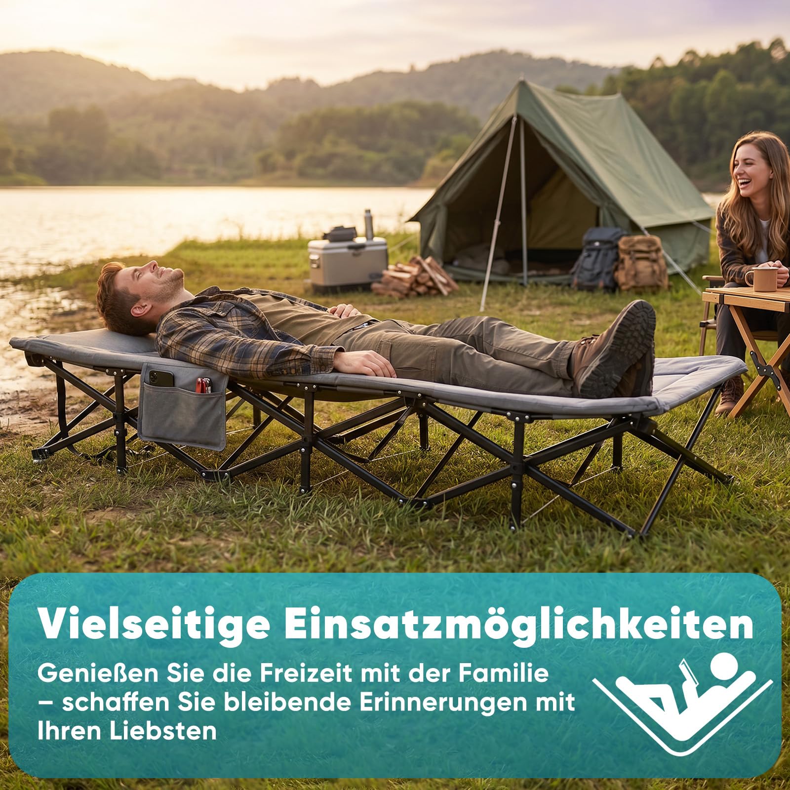Sekey Feldbett 250kg mit integrierter Matratze – stabiles Klappbett, klappbar & kompakt
