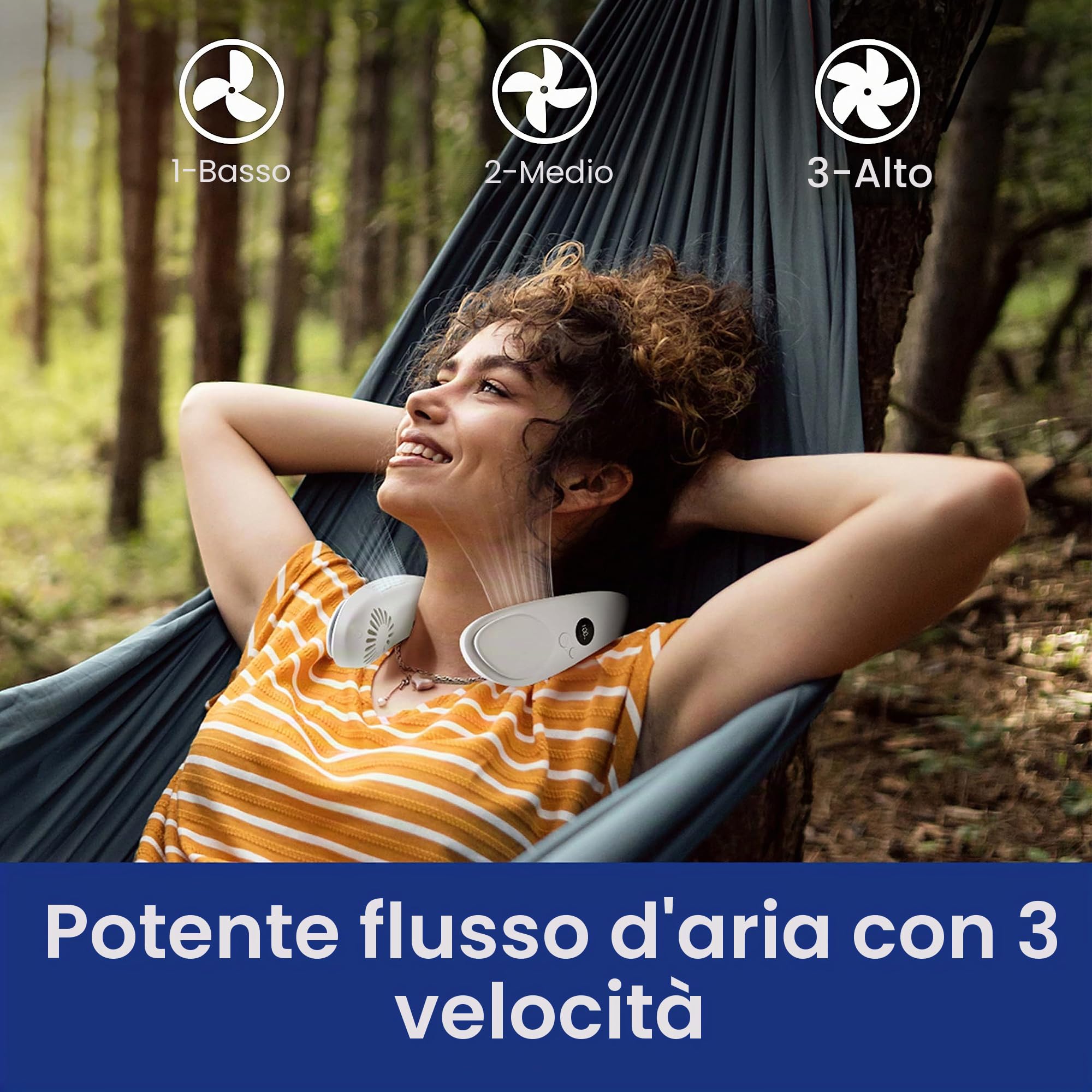 Ventilatore da collo rinfrescante, condizionatore portatile ricaricabile 2 in 1, ventilatore personale portatile con batteria grande da 4400 mAh, design ergonomico