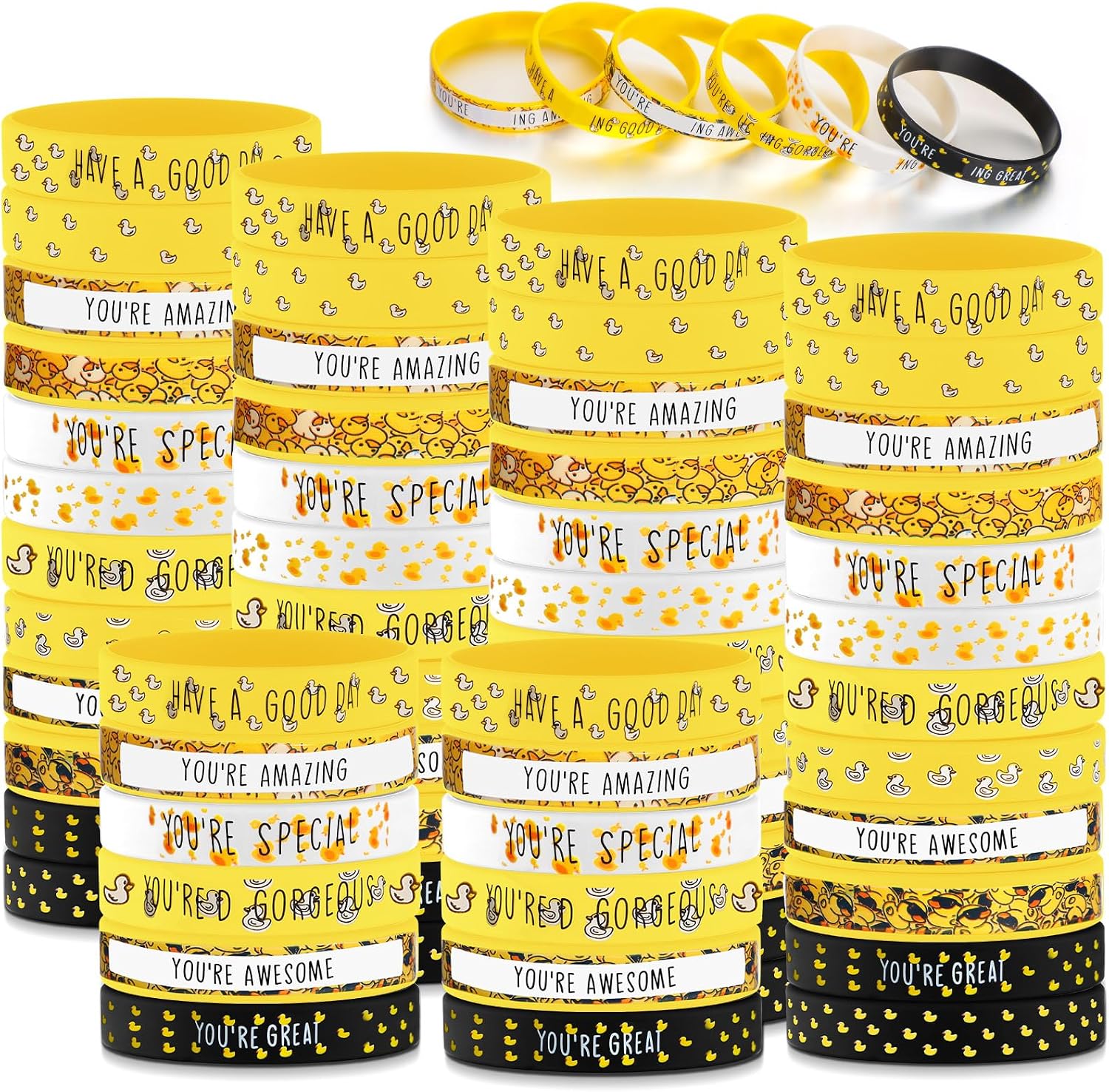 Huquary Yellow Silicone Bracelets Motivational Wristband End of Year Gifts Bulk Inspirational Quote Silicone Wrist Bands for Teacher Coworkers Employee Appreciation Supplies