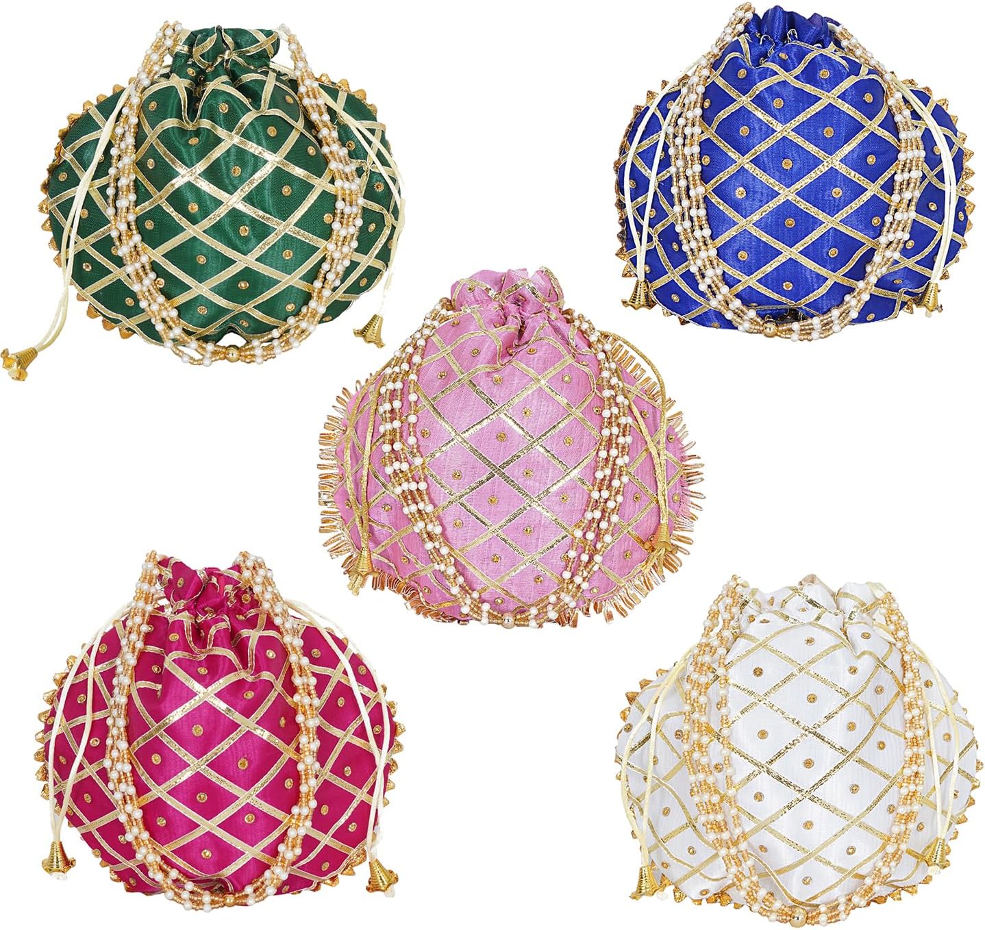 Indian Handmade Embroidery Potli Handbag Purse Pouch Batwa for Women Return Gift Wedding Party Function Guests