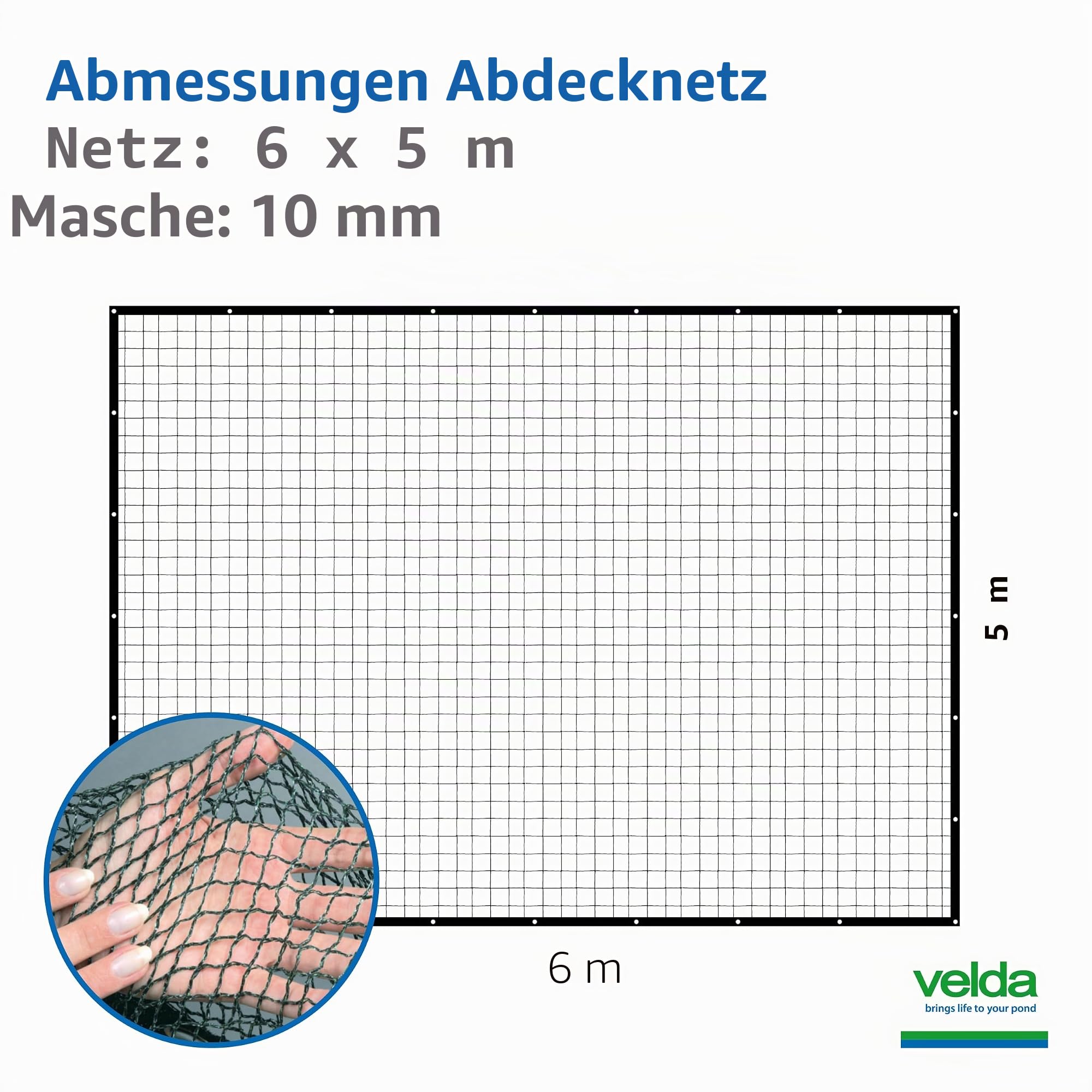 Velda Teichabdecknetz 6 x 5 Meter – Schutz vor Blättern, Reihern und Anderen Räubern