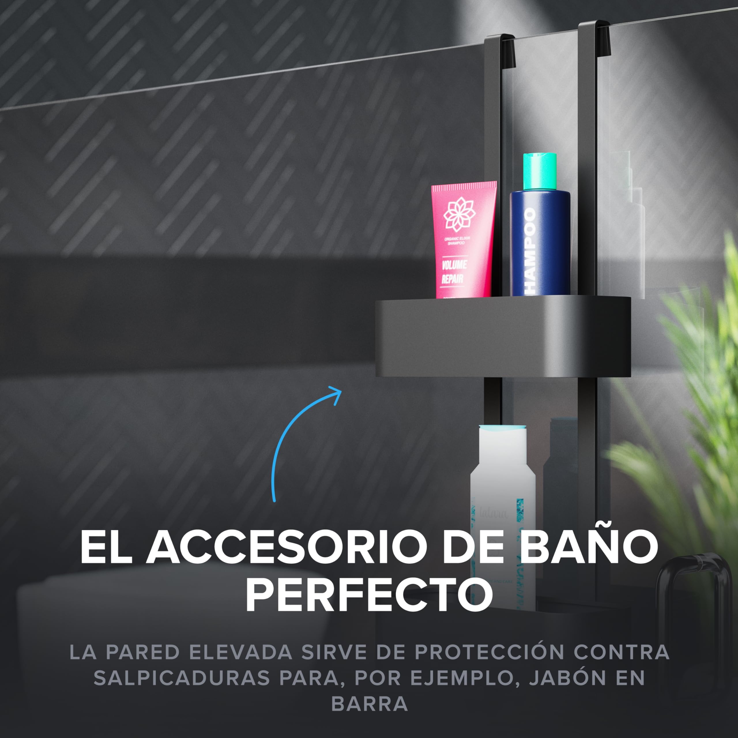 ovimar Estantería de ducha Bleikoya en negro como organizador de baño sin taladrar