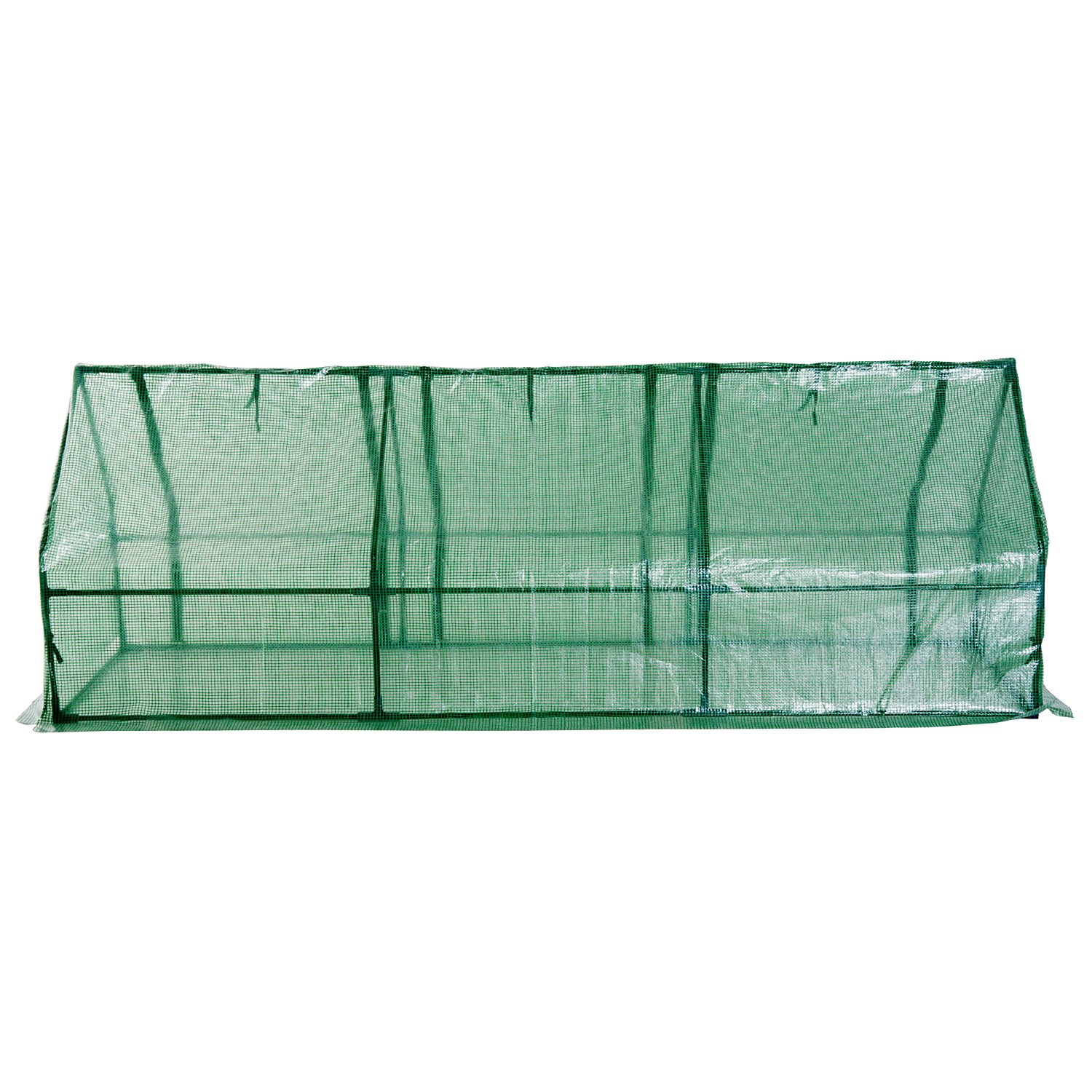 Outsunny Mini szklarnia ogrodowa, tunel, 180 l x 90 l x 90 cm, szpiczasty dach ze stali PE o wysokiej gęstości, 140 g/m², ochrona przed promieniowaniem UV, 3 okna z zwijanym zamkiem błyskawicznym