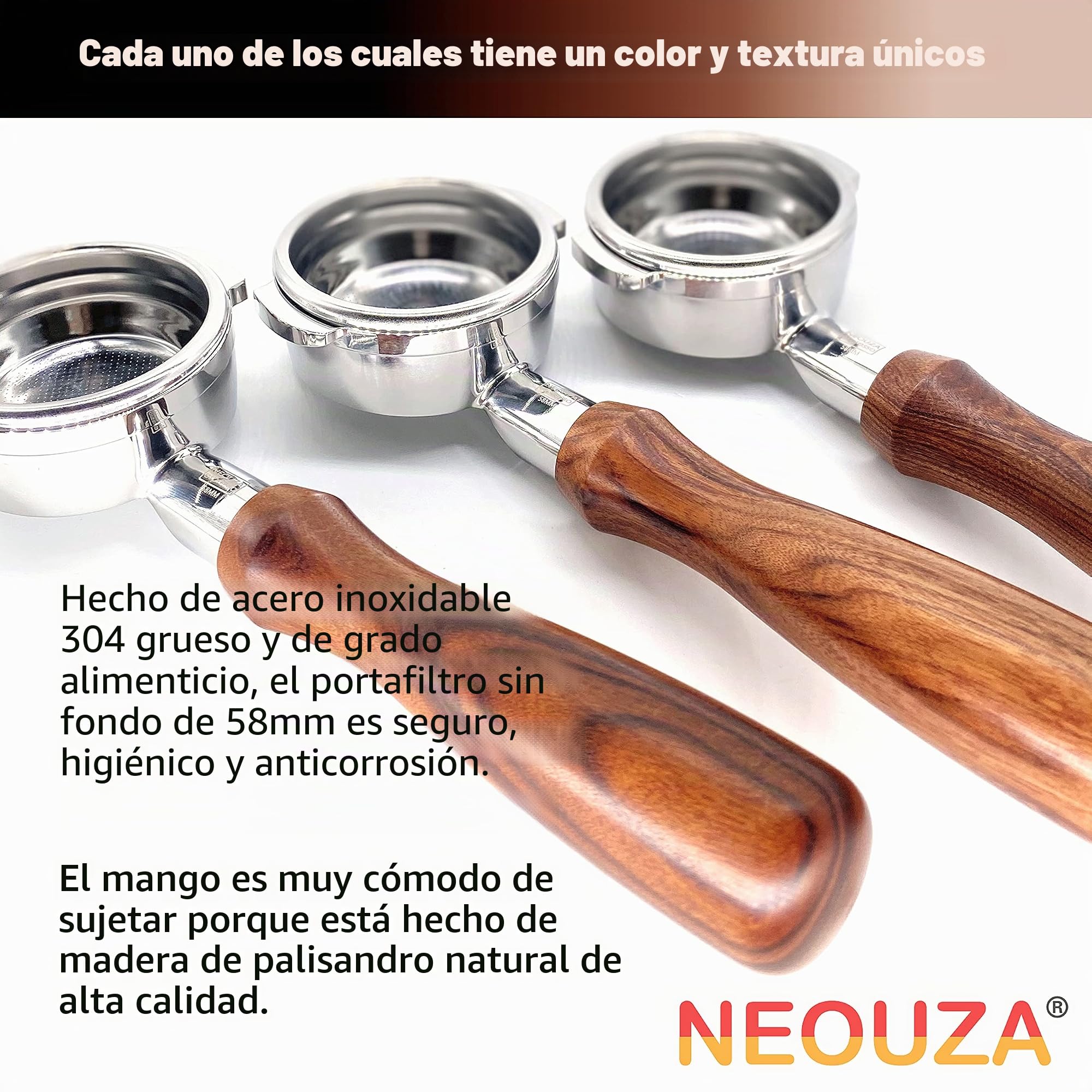 NEOUZA Porta-lápis sem fundo de 58mm para máquina de café expresso compatível com E61 Universal Gemilai 304 aço inoxidável duas orelhas com cesta de filtro