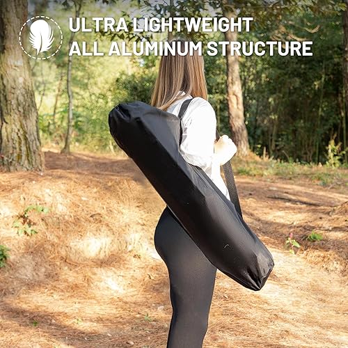 Miniatura 7 de TIMBER RIDGE Mesa de campamento plegable de altura ajustable, mesa enrollable de aluminio ligero para 4 a 6 personas, para campamento, al aire Negro