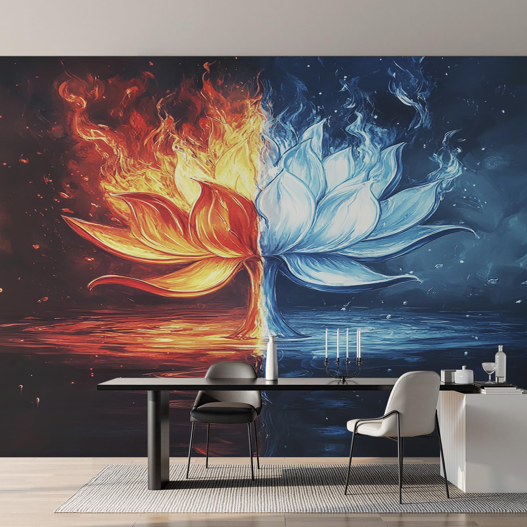Papier peint fleur fantastique lotus pour créer une ambiance cocooning dans la chambre