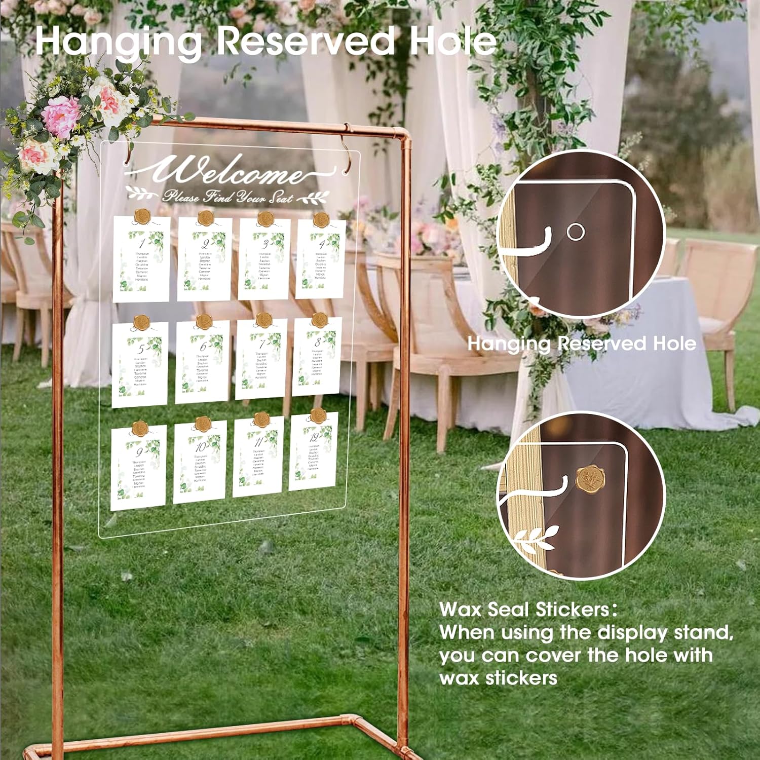 Wedding Seating Chart Board,20x28 Inch Acrylic Seating Chart Board Hanging Seating Chart for Wedding Reception Display (People)