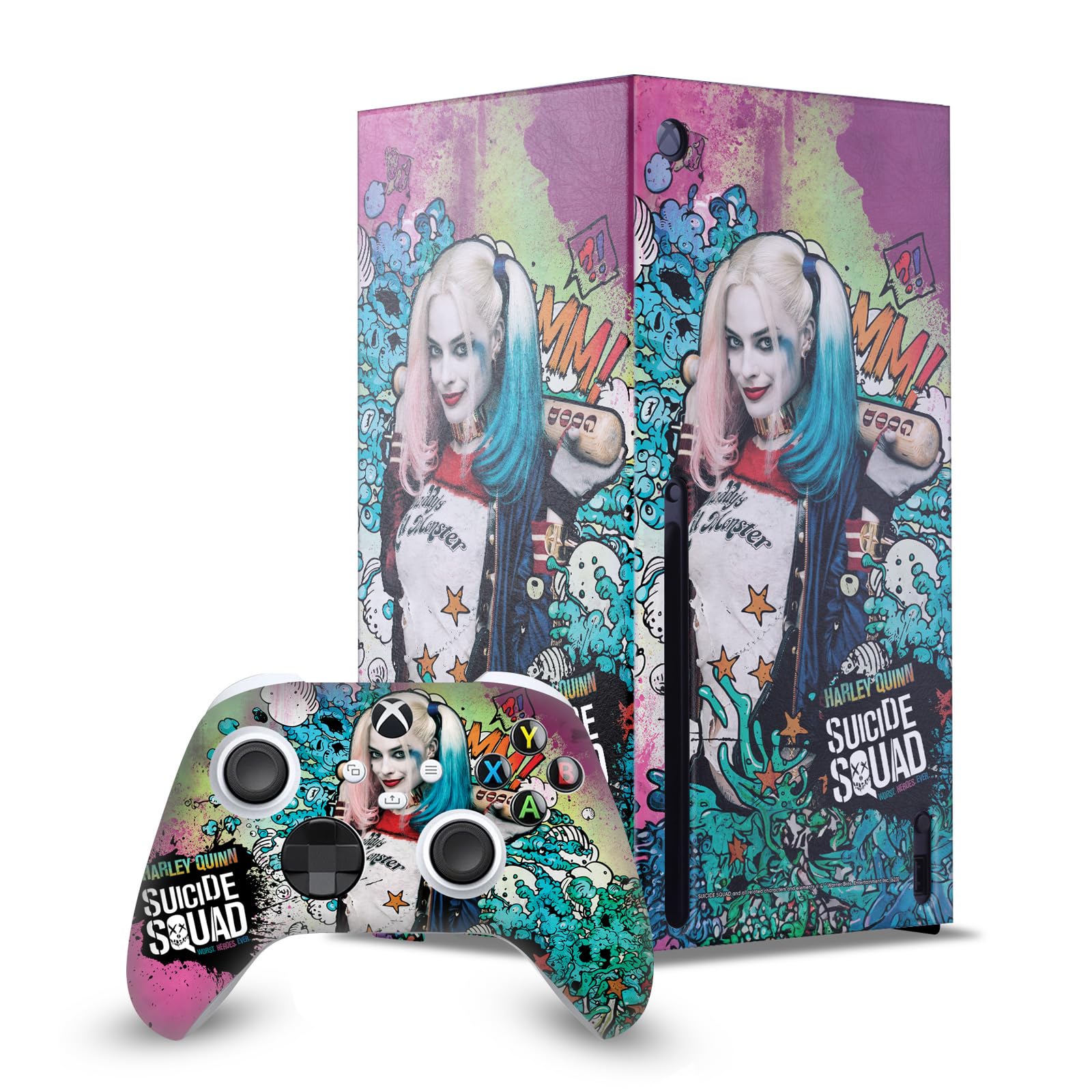 Head Case Designs Sous Licence Officielle Suicide Squad 2016 Affiche Harley Quinn Graphiques Enveloppement De Console De Jeu Et Skins Pour Manette De Jeu Ensemble compatible avec Xbox Series X