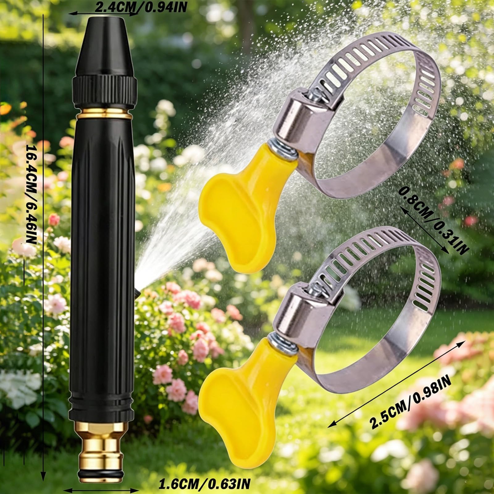 Buse Haute Pression Pour Tuyau De Jardin, Embout D'Arrosage Réglable, Accessoire De Pulvérisation Résistant