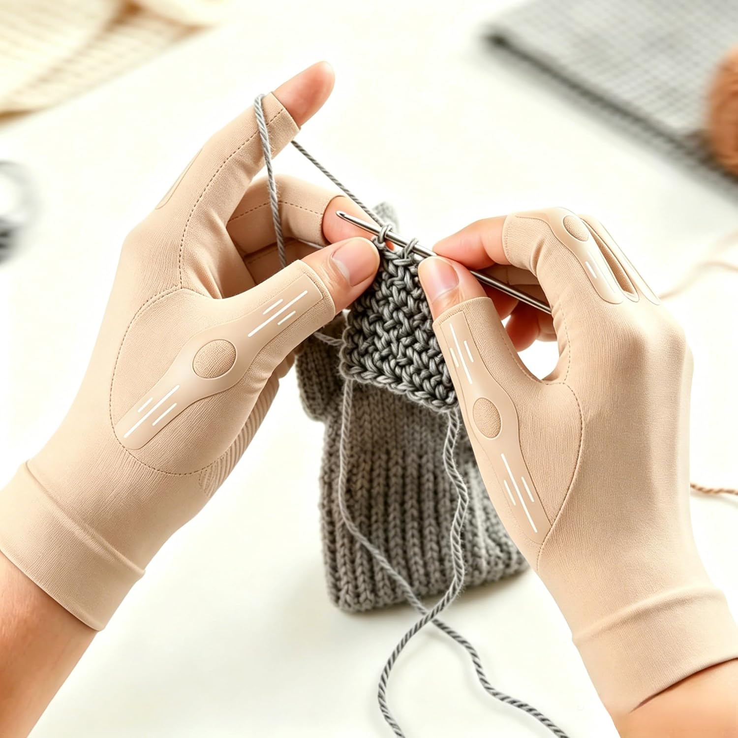 Compression Arthritis Gloves Women Men for Pain, Fingerless Hand Support