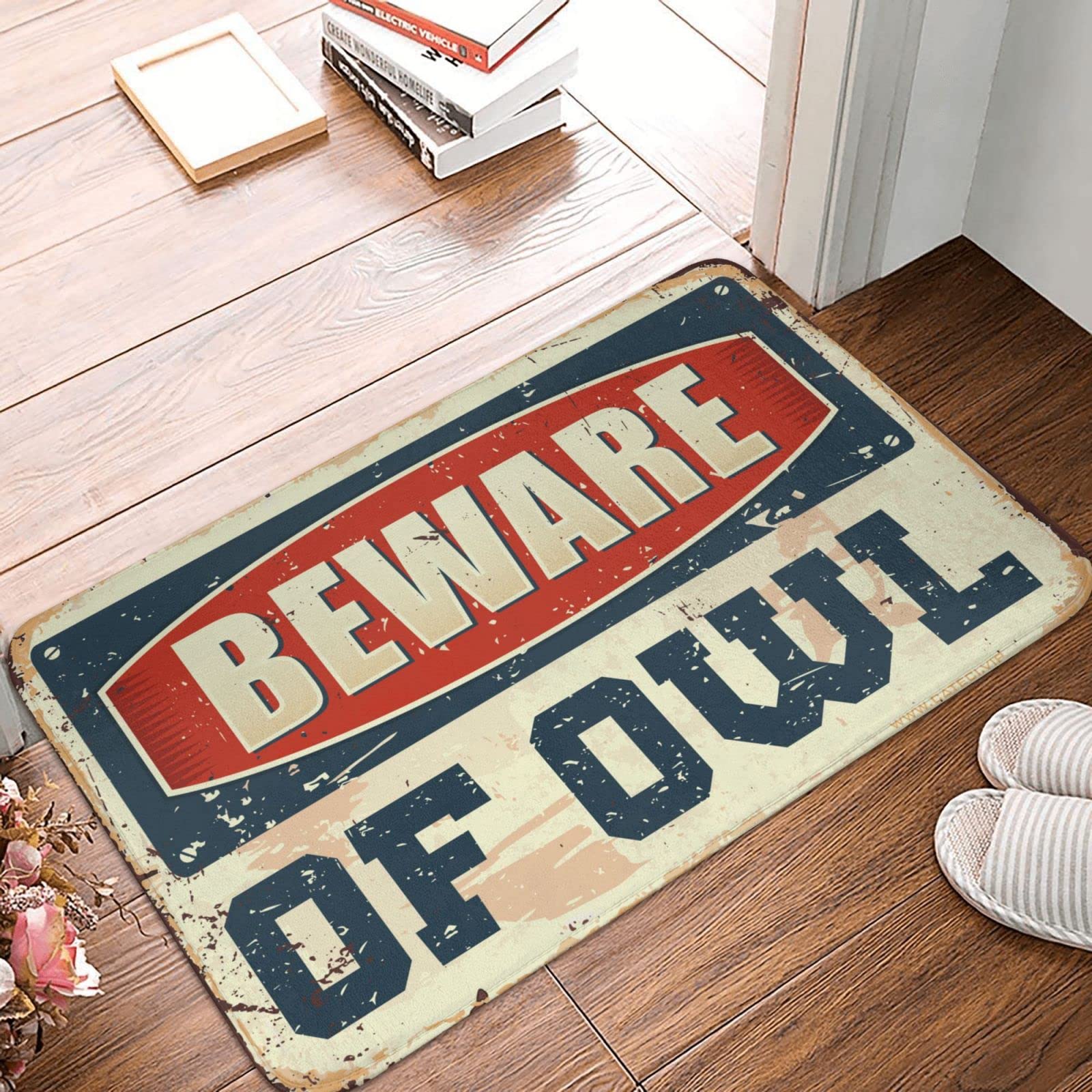 Tapis d'extérieur effet givré motif hiboux petit format pour sol de chambre