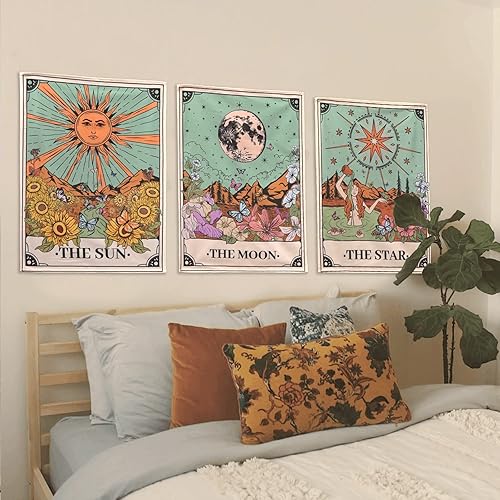 Miniatura 10 de Aipon Tapiz de polilla naranja, bohemio, retro, floral, tapices, estético, vintage, hongos, tapiz vertical indie para colgar en la pared para sala