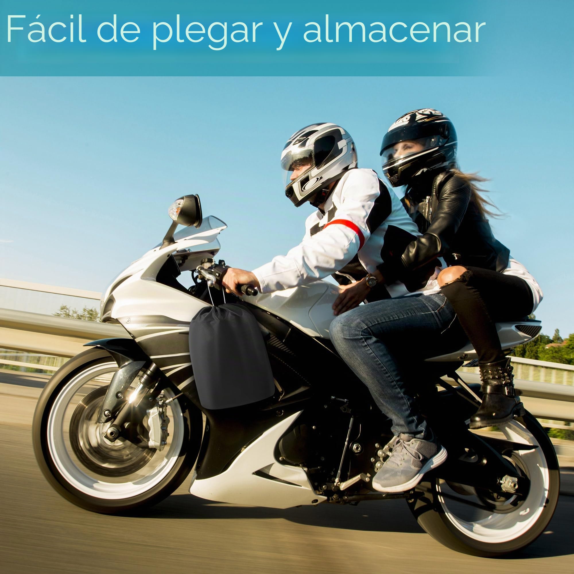 Funda Moto Impermeable Cubre Moto Impermeable Exterior Interior 210D Poliéster Capa Protector Lluvia UV Polvo Viento Nieve Excremento de Pájaro para Cubre Scooter Motocicleta (245x105x125cm)