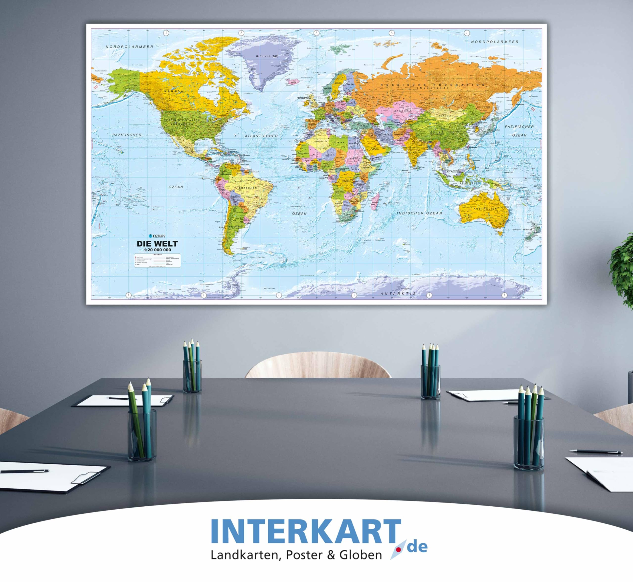 ORBIT Globes & Maps - Weltkarte XXL deutsch, 192 x 122 cm, Maßstab 1:20 Mio (laminiert)