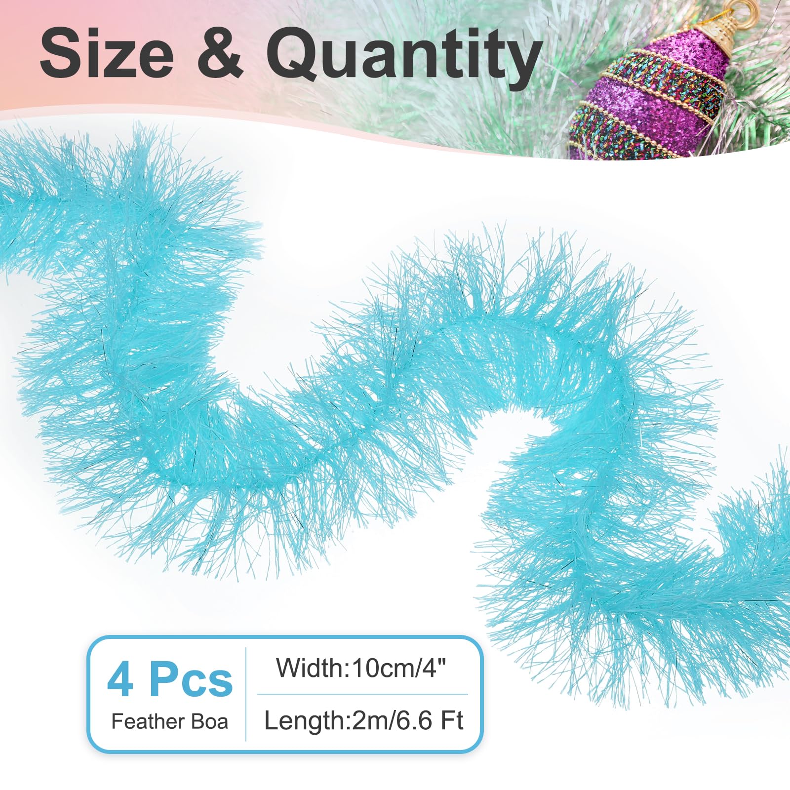 PATIKIL 6.6Ft Feather Boa, 4 Pcs Artificial Fluffy Feather Boas Party Decorations for DIY Crafts Wedding Costume, Christmas - Image 2