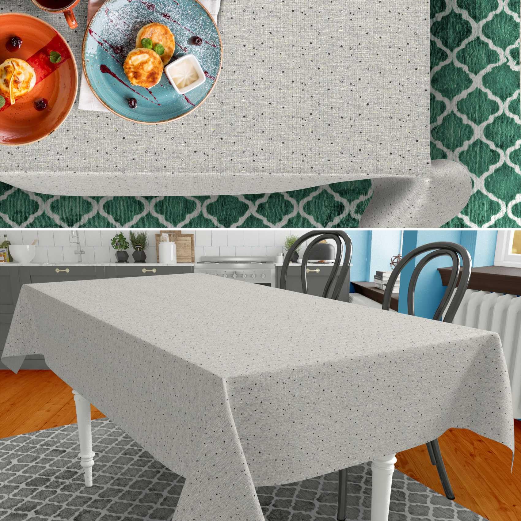Mantel de tela para mesa de algodón y poliéster, lavable, fácil de limpiar, redondo, ovalado, rectangular, estrella, 2000 x 140 cm (20 m), borde cortado, decoración mesa comedor, cubre manteles