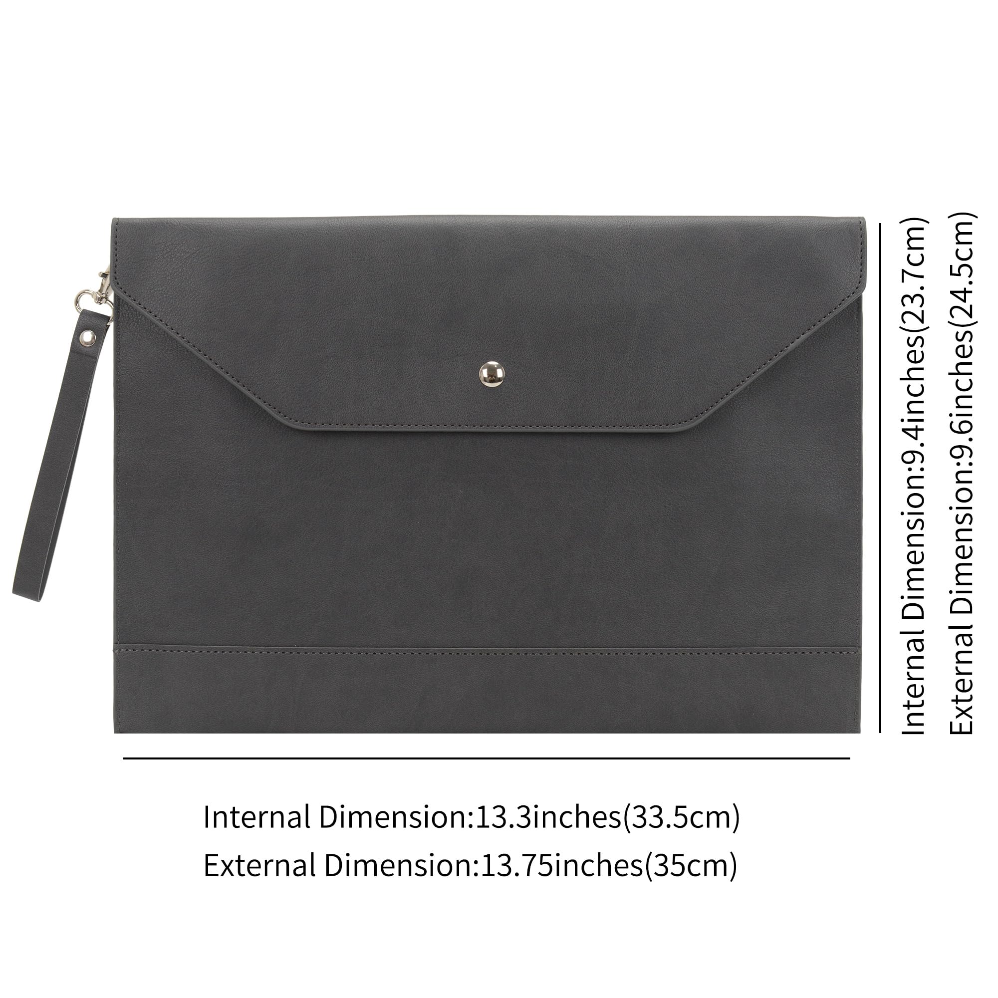 Portadocumenti A4 in Pelle Sintetica Alta Capacità per Portfolio e Tablet PC Grigio Scuro