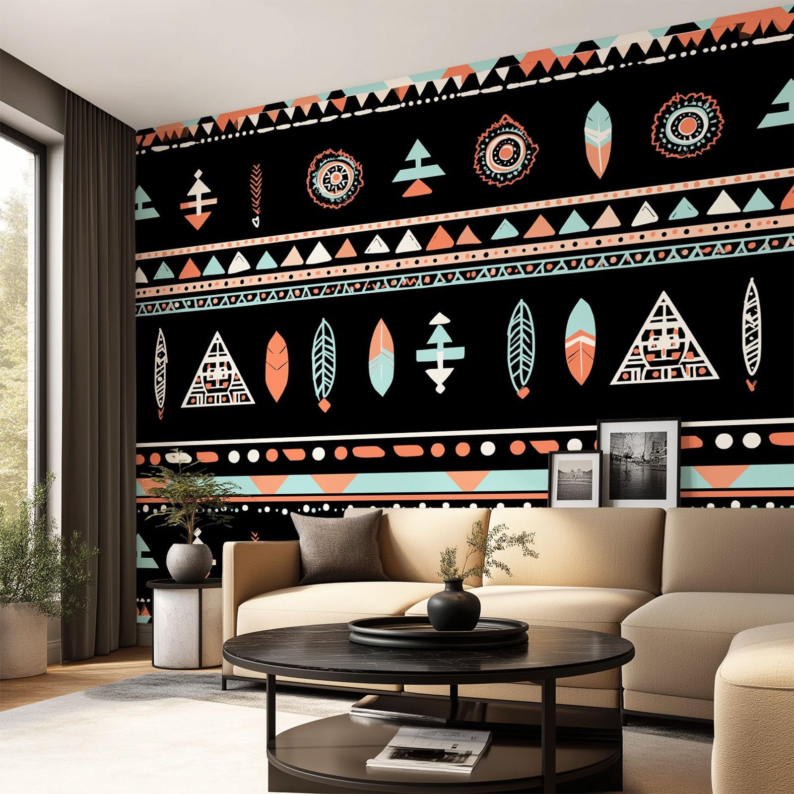 Fototapeta indiańska, plemienna tapeta etno, 350 x 250 cm, włóknina, dekoracja ścienna, tapeta ścienna, dekoracja ścienna, tapeta dekoracyjna, tapeta do gabinetu, salonu, restauracji, totem
