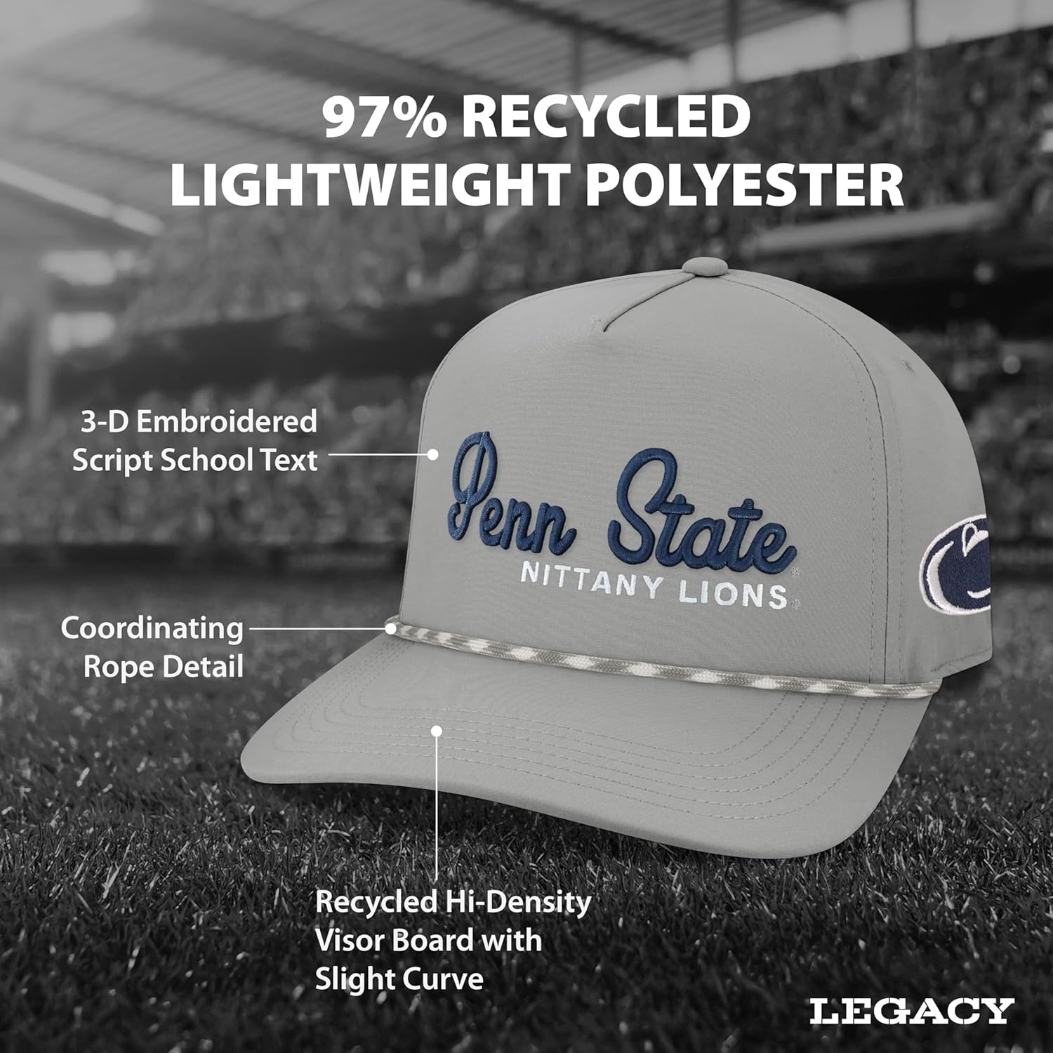 Legacy NCAA Officially Licensed Rope Hat, Lightweight Cap for Men & Women, Caddy, One Size Fits Most, Snapback Closure