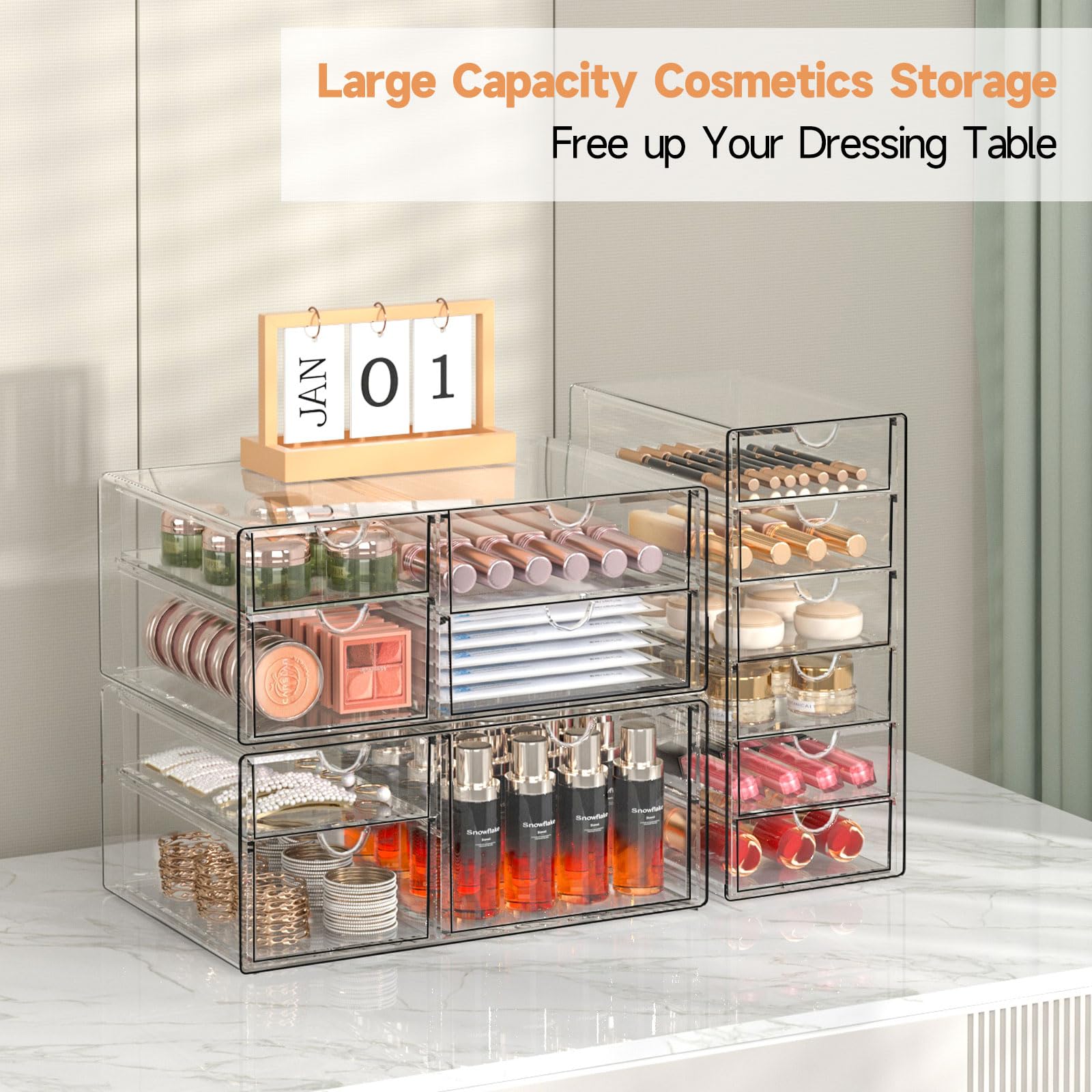 Acryl Kosmetikorganizer Mit 13 Schubladen - Transparent, Stapelbar Für Badezimmer & Schreibtisch