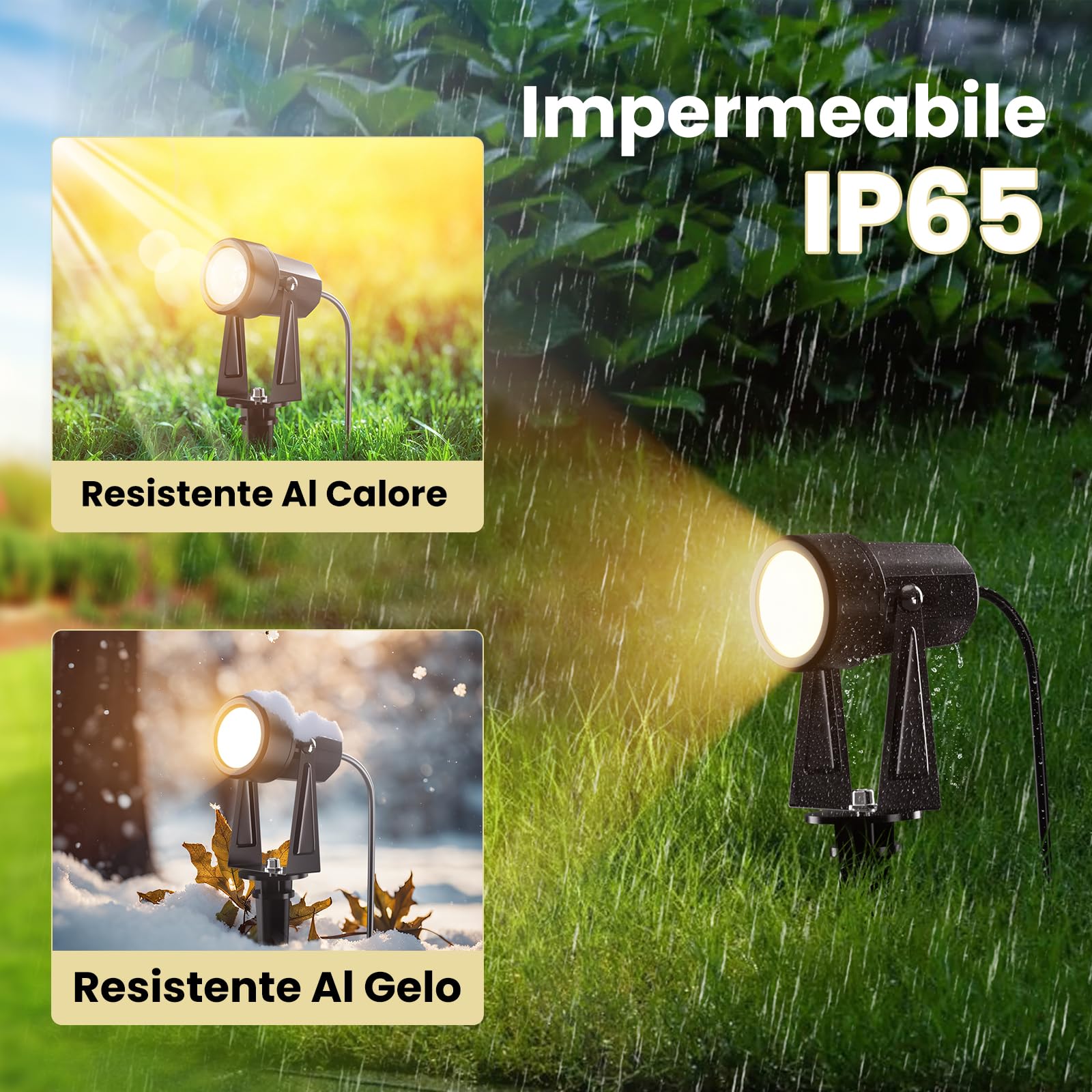 Yuusei Faretti da Esterno Set di 8/29.8M, Bianco Caldo 3000K Faretto LED, IP65 Impermeabile Applique per Giardino Esterno Patio Alberi Prato