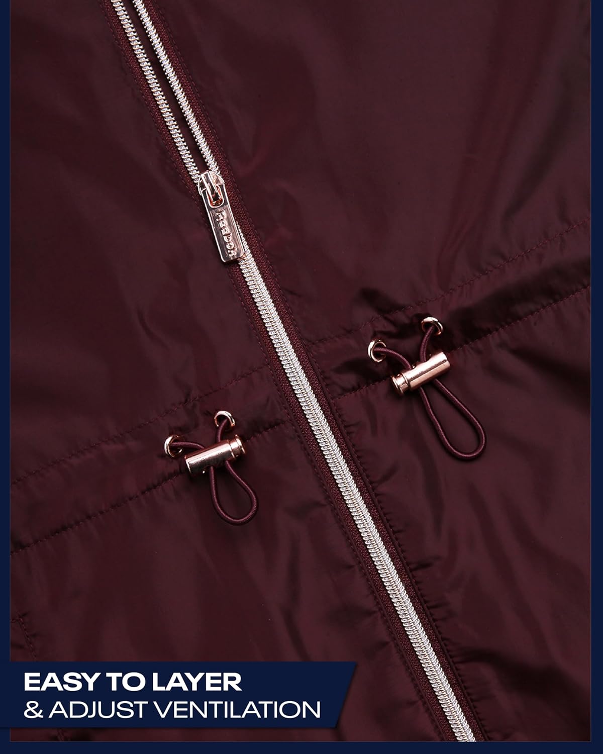 Reebok Womens Windbreaker Jacket - Water Resistant Polar Fleece Windbreaker Jacket for Women with Hood & Cinch Waist Toggles - Image 6