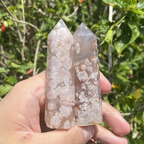 Miniatura 3 de Flor de ágata de 2.5 a 3 pulgadas, torre de ágata de cerezo, cristales curativos de cuarzo obelisco mineral, piedra de chakra reiki para meditación
