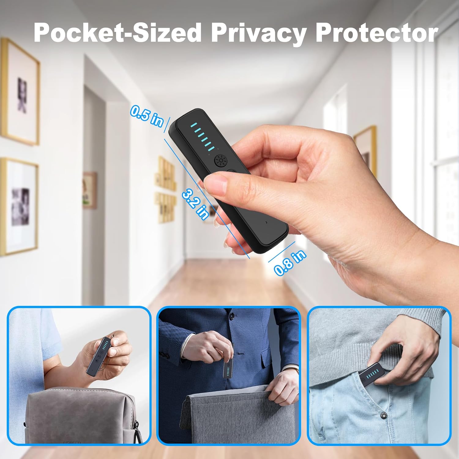 ZHENHAN Premium Hidden Camera & GPS Tracker Detector – RF Signal Spy Camera Finder with 25H Long Battery Life, Anti-Spy Surveillance, Compact Travel-Friendly Design (S600 Black)