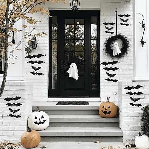 Miniatura 6 de 100 piezas de decoración de pared de murciélagos aterradores 3D, 4 tamaños, decoración de ojo de murciélago que brilla en la oscuridad para el