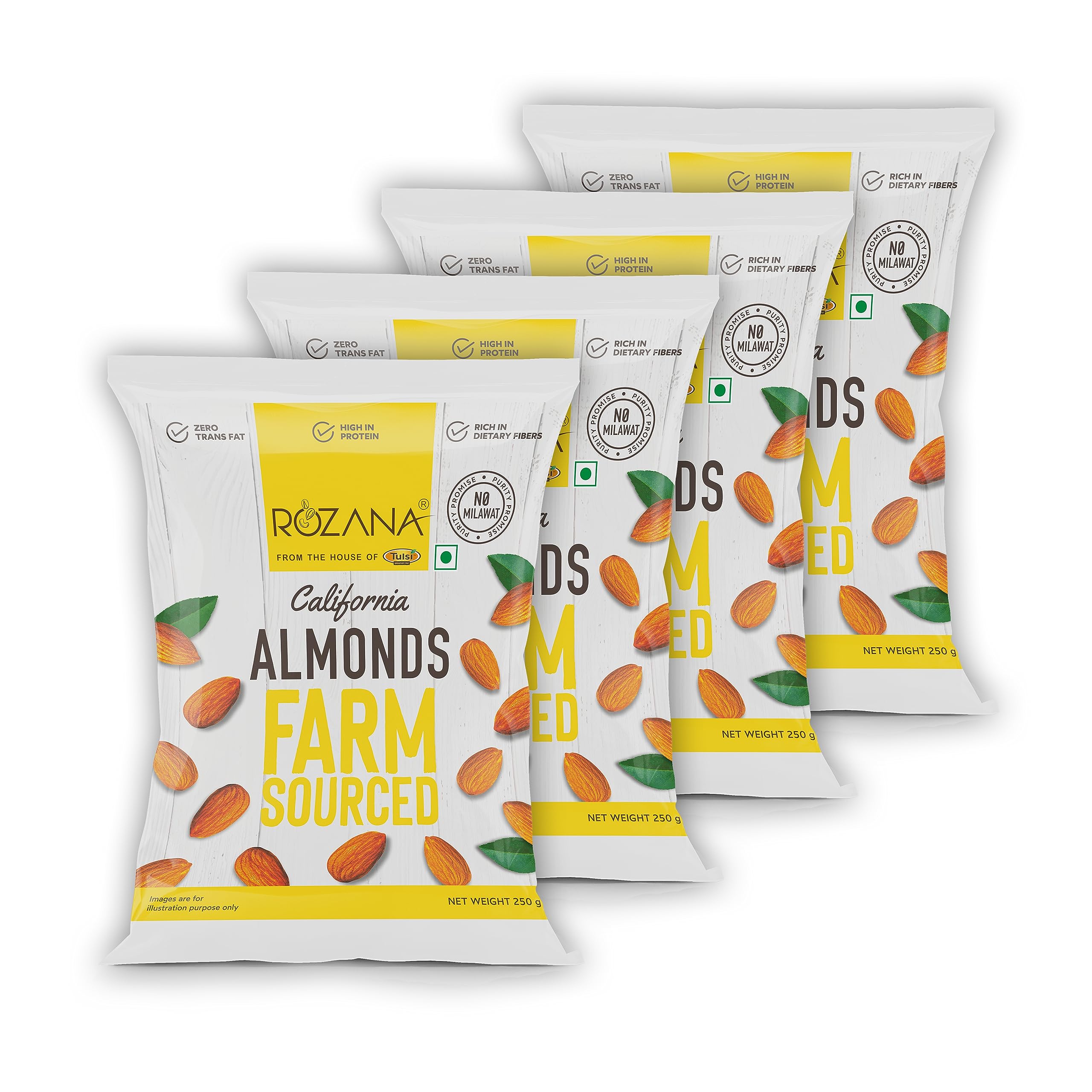 Tulsi Rozana California Almonds 1Kg (250g x 4) | Whole Almond | Rich in Protein | Good for Health | Loaded with Antioxidants | Nuts & Dry Fruits| Rozana Badam Giri | Healthy Nuts |(Pack of 4) (B079WTZ8S3) Amazon Price History, Amazon Price Tracker