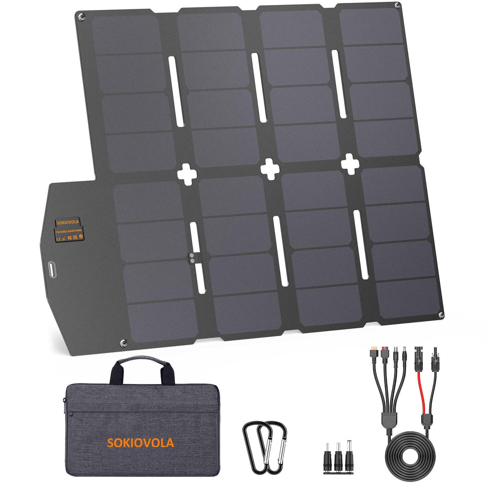 SOKIOVOLA 100W Portable Solar Panel MC-4 Foldable Solar Panel Charger Kits 18V IP68 Waterproof Lightweight and Compact for Small Power Station RV Travel Outdoor Activities-image-26