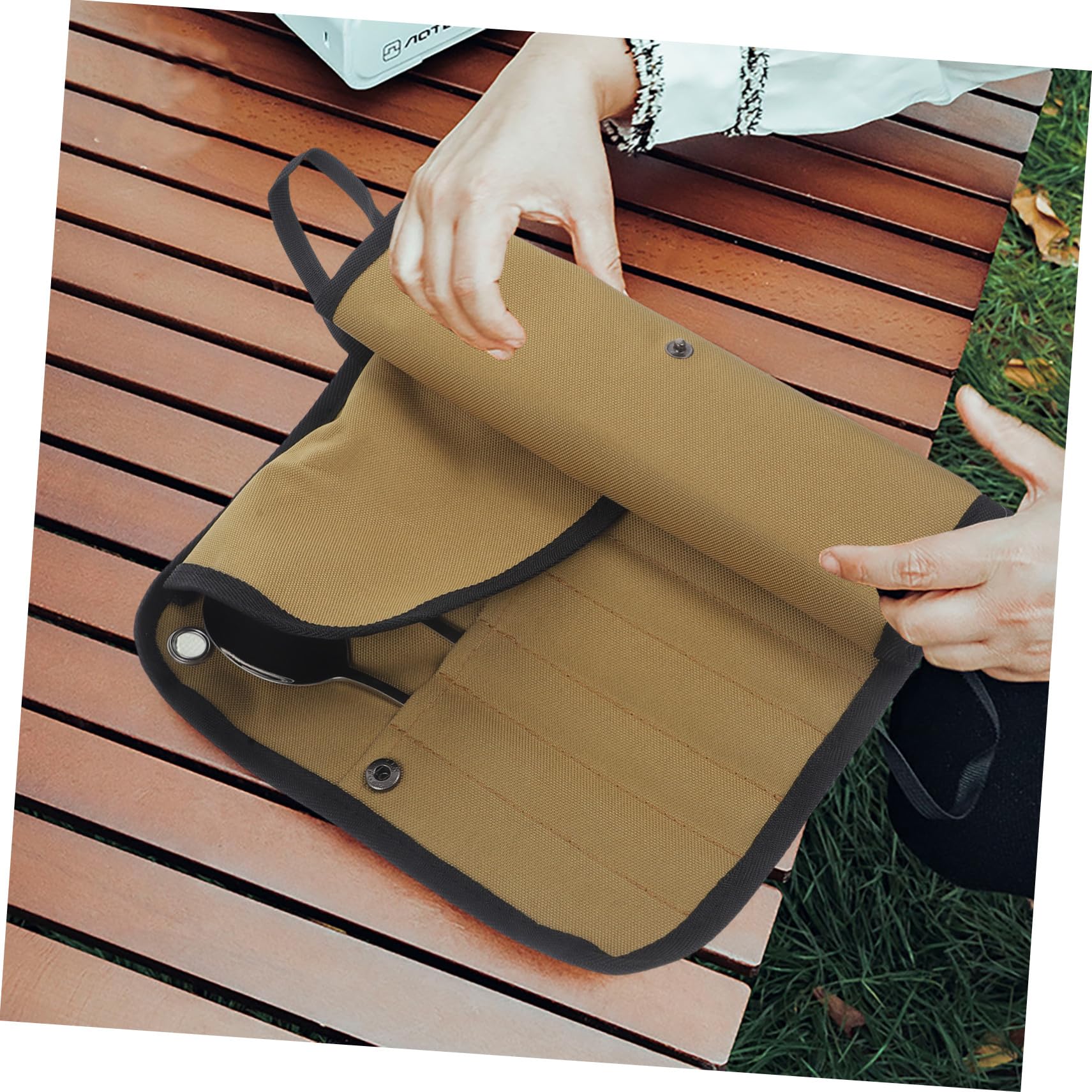 POPETPOP Set Couverts Camping Kit Couverts Voyage Pochette Roulable Vaisselle Pique-ustensiles Plein Air Pochette Rangement Service