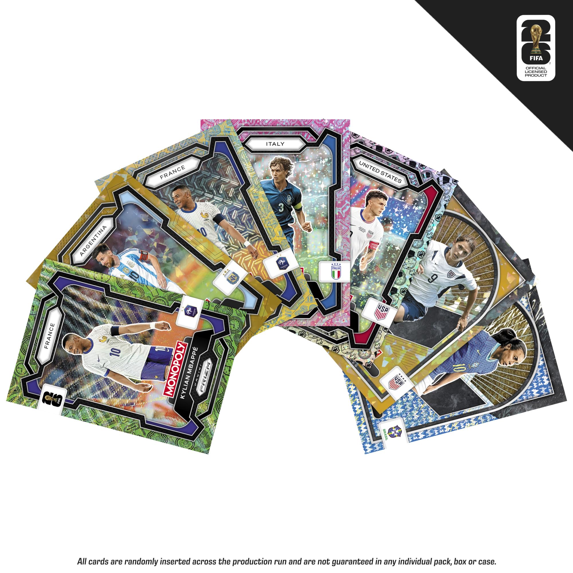 Monopoly Panini Prizm - Scatola di booster per carte collezionabili Mondiali FIFA | Stelle attuali e didascalie | Regali per gli appassionati di calcio