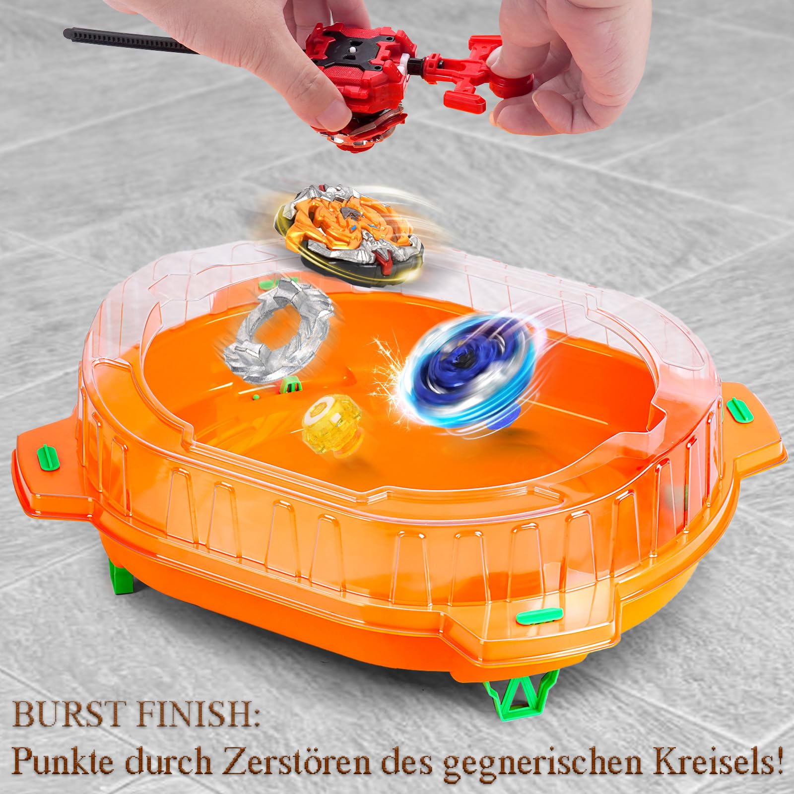 Burst Kreisel Arena Battle Set - 6 Kampfkreisel, 2 Launchers und Stadium, Battle Kampfarena für Kinder ab 6 Jahren, Kampfspielzeug für Jungen