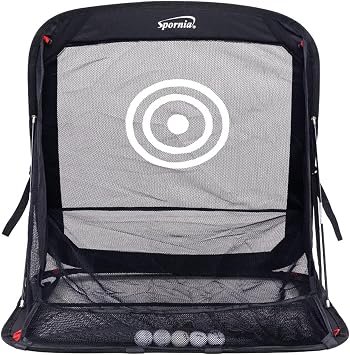 Spornia XL Golf Chipping Net with Auto Ball Return, Attachable Targets & Protective Side Barrier Nets - Extra Large for Superior Practice