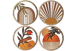 Qunclay 4 Pieces Boho Wall Art: Aesthetic Wood Decor for Modern Spaces