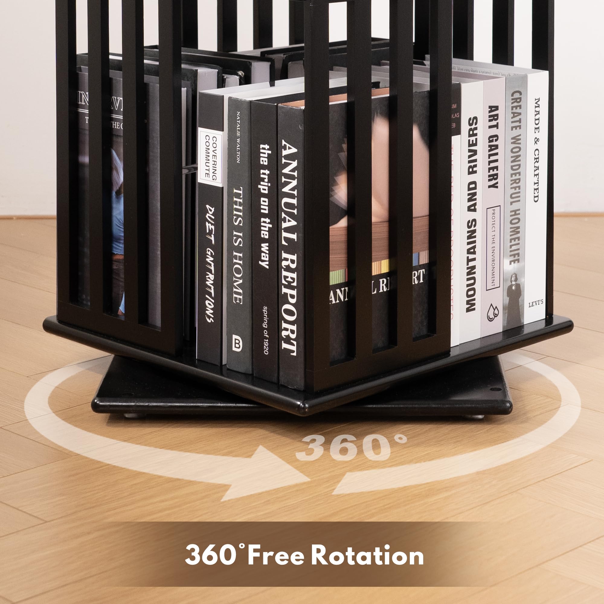 Amazon.co.jp: YOWOS 回転式本棚タワー 360度ディスプレイ回転本棚 竹
