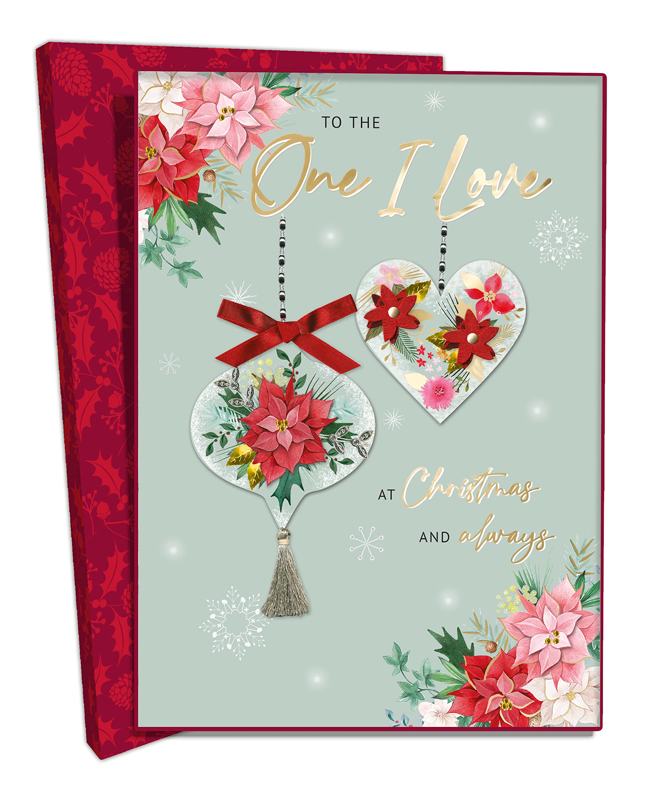 Boxed To The One I Love Embellished Luxury Lavish Christmas Card Large Xmas Cards XLB059