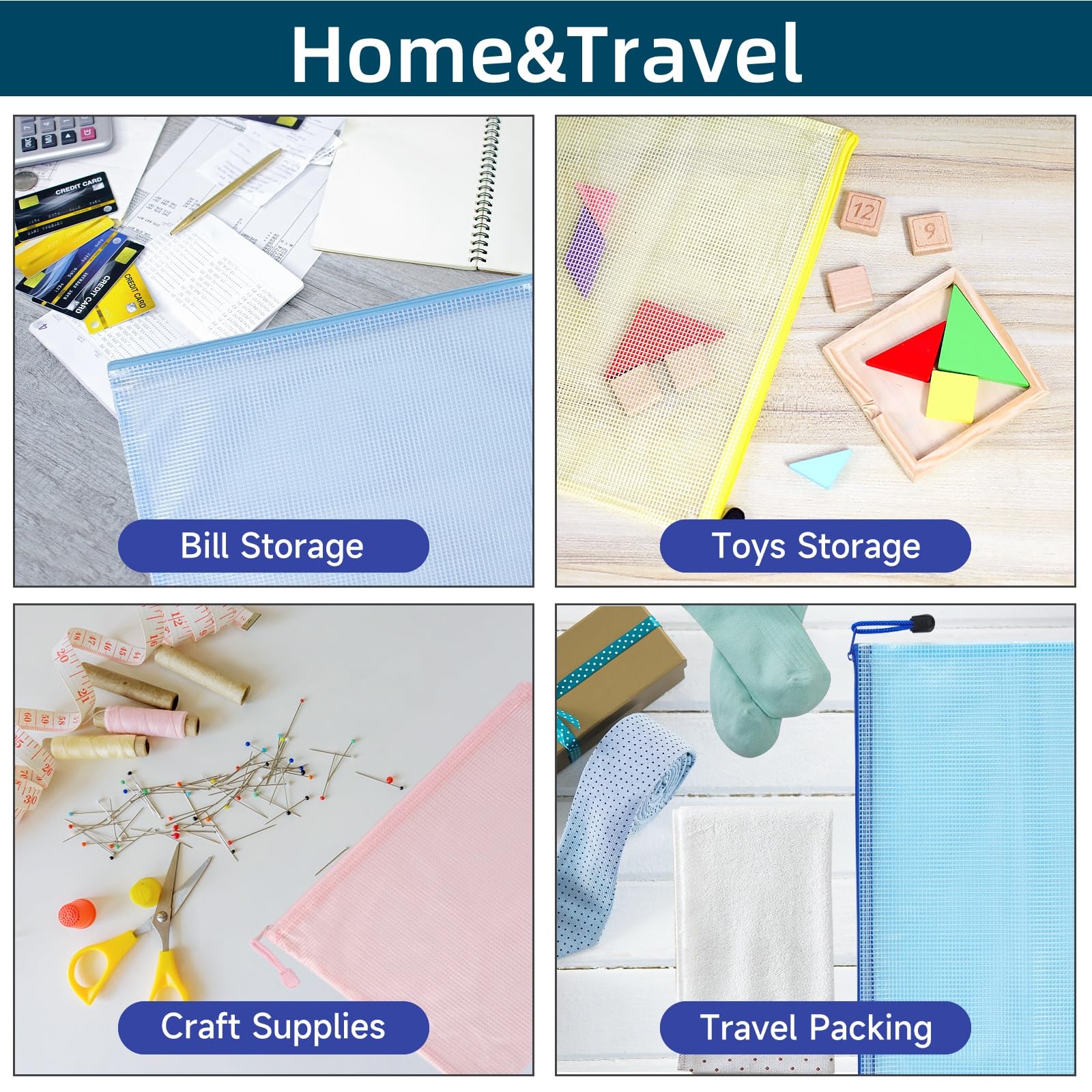 Lot De 15 Porte-documents Avec Fermeture éclair - Format A4 + A5 + A6