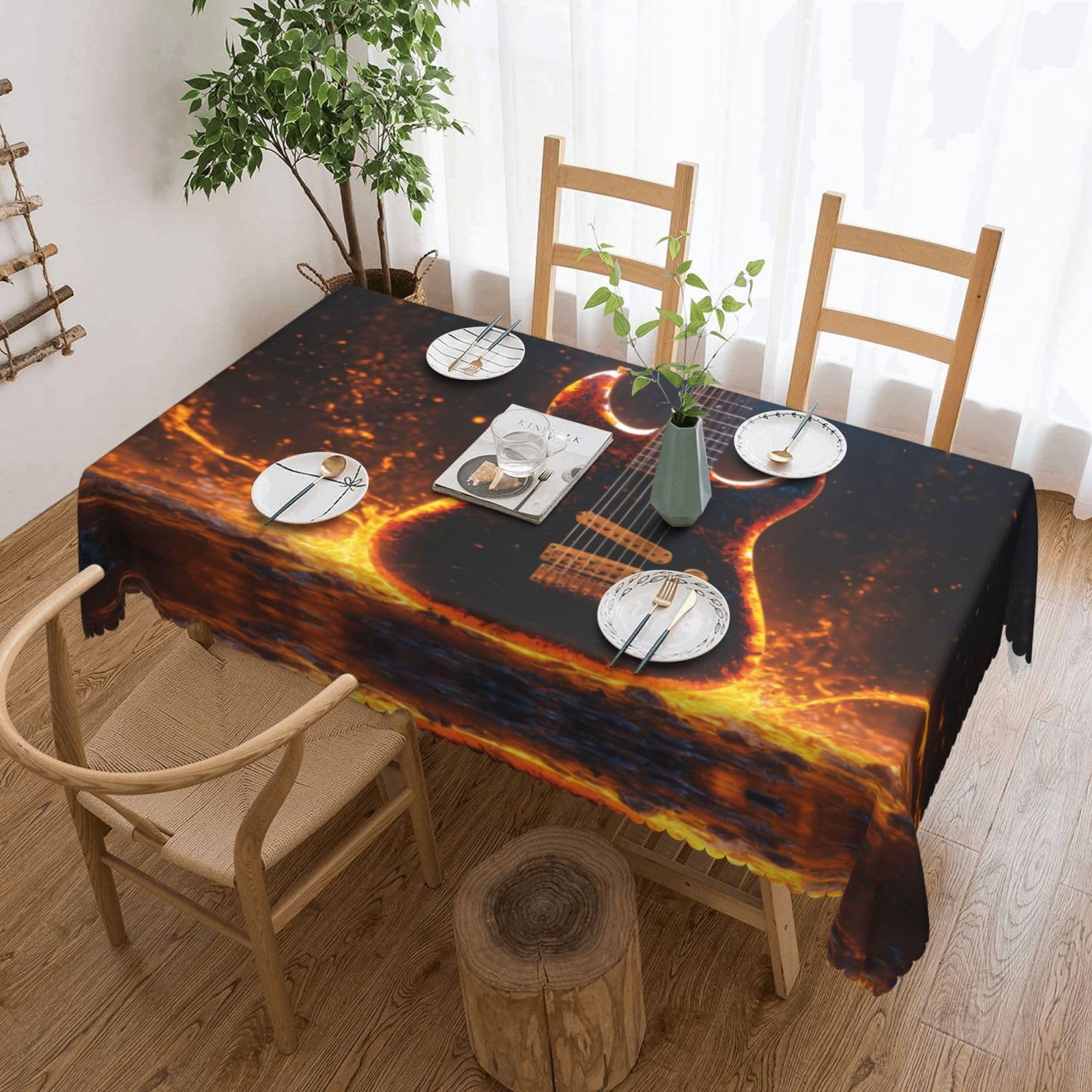 Nappe rectangulaire imprimé guitare électrique en tissu pour buffet