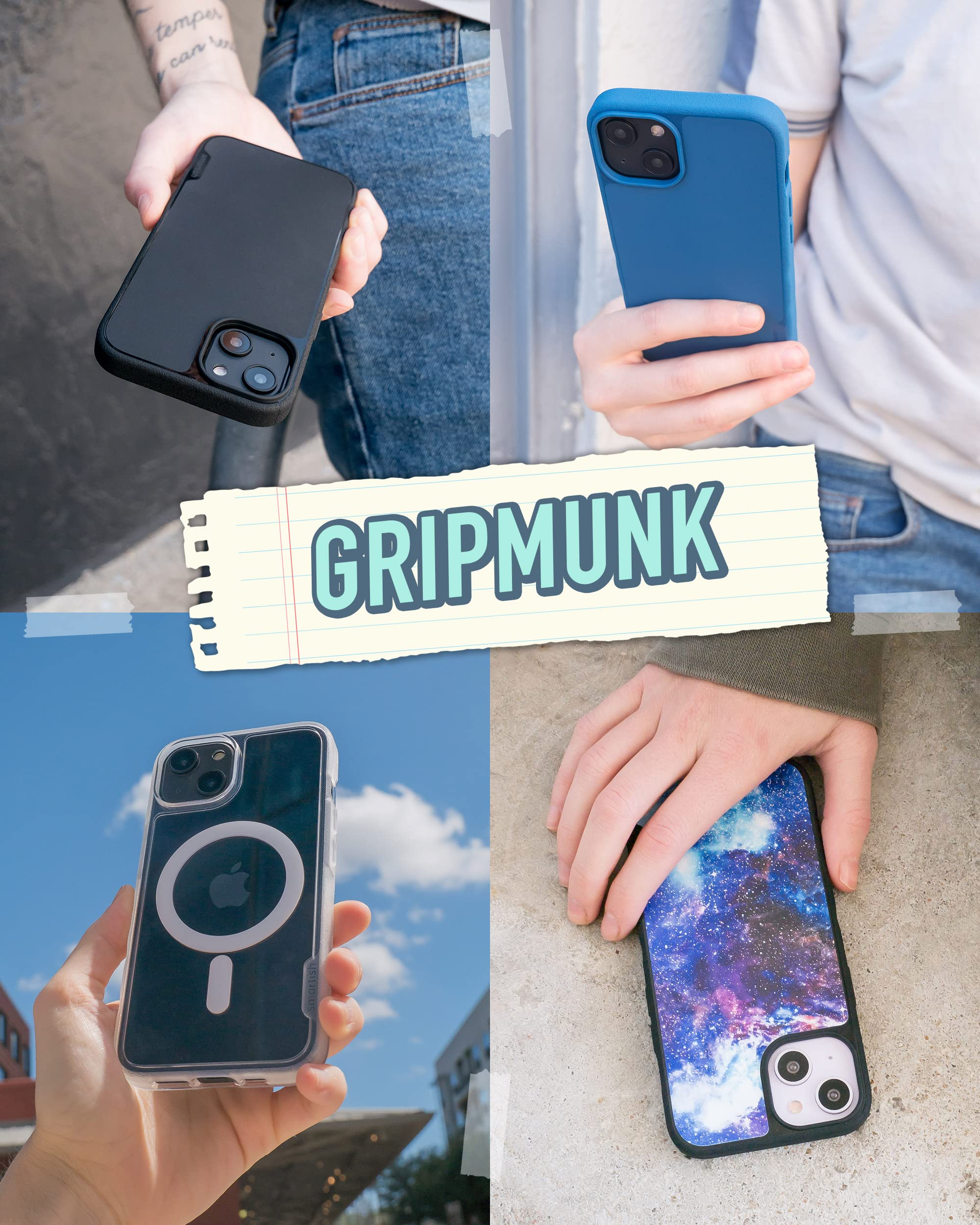 Smartish Custodia sottile per iPhone 14 – Gripmunk compatibile con MagSafe [leggera e protettiva] custodia sottile con fodera in microfibra – Spaced Out