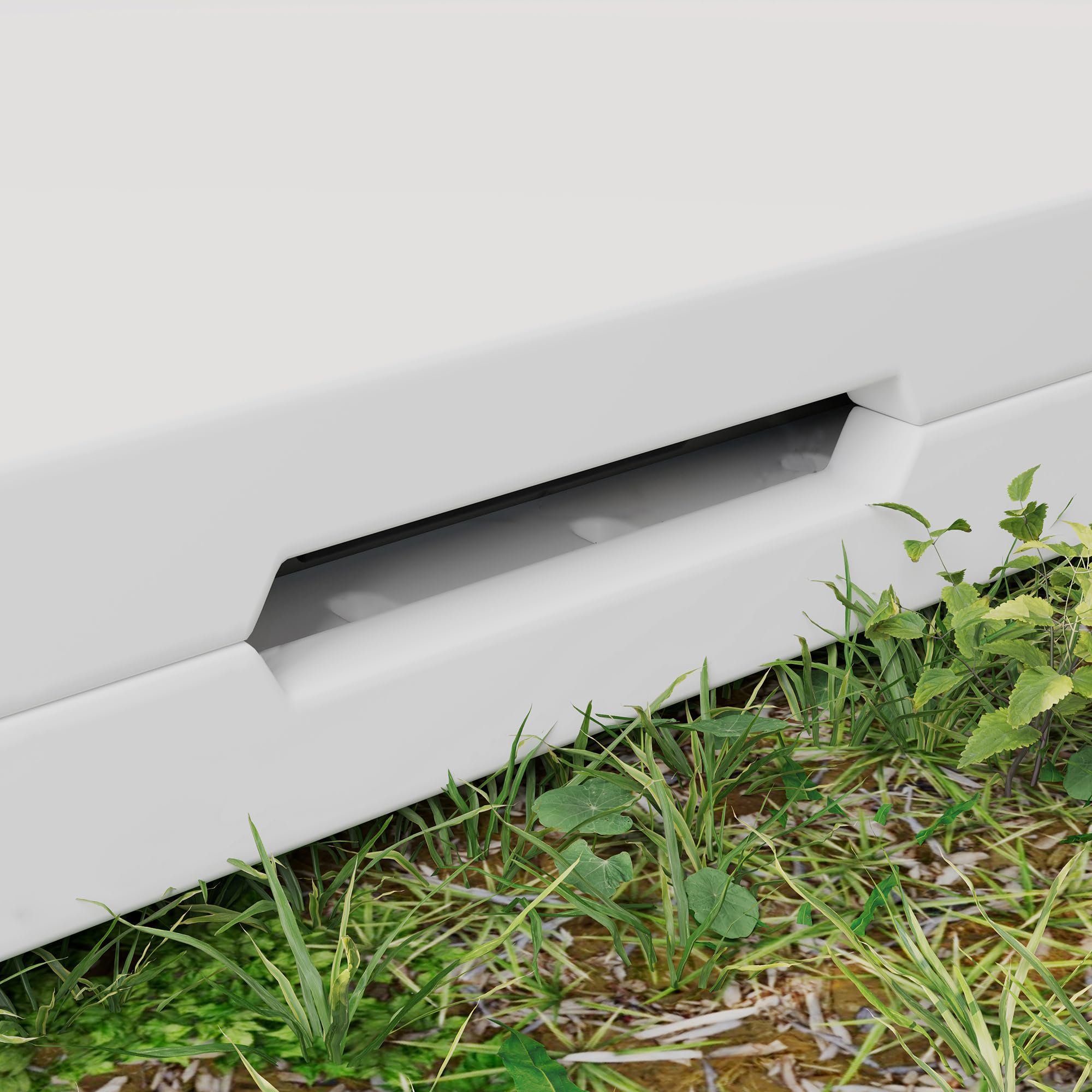 Outsunny Tavolo da Campeggio Pieghevole 86x86x74 cm Bianco HDPE e Metallo 2 Altezze Regolabili