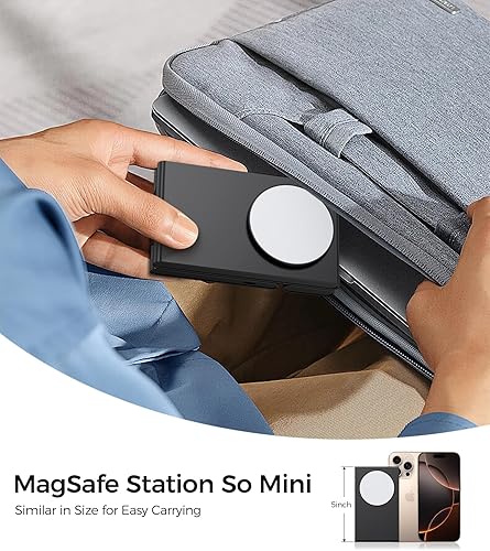 Miniatura 3 de Estación de carga inalámbrica 3 en 1 para múltiples dispositivos, soporte plegable rápido y seguro para iPhone 16, 15, 14, 13, 12, cargador