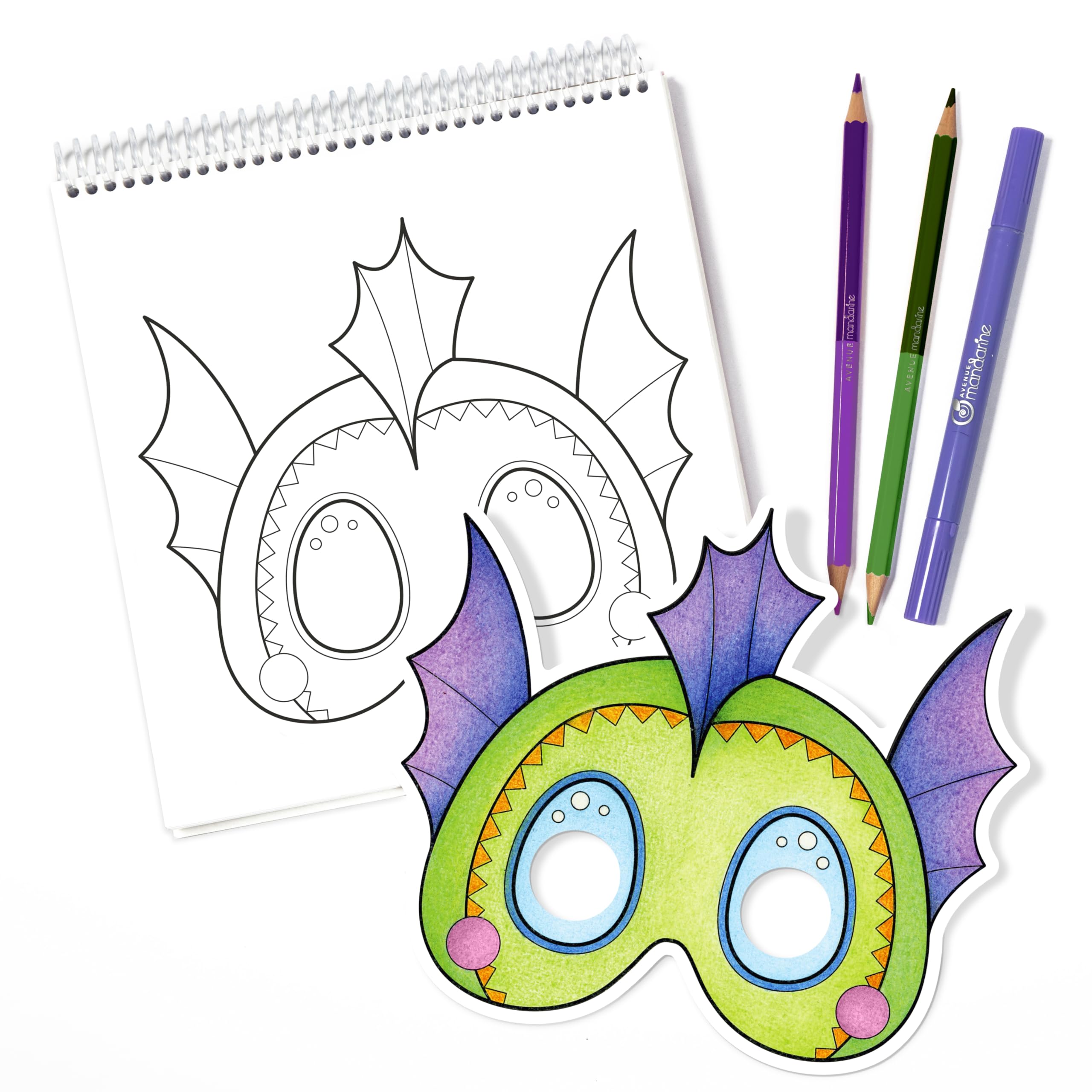 Avenue Mandarine GY138C, A Graffy pop mask Colouring book with 24 pre-cut masks, From age 5, FANTASTIC ANIMALS THEME - Image 4
