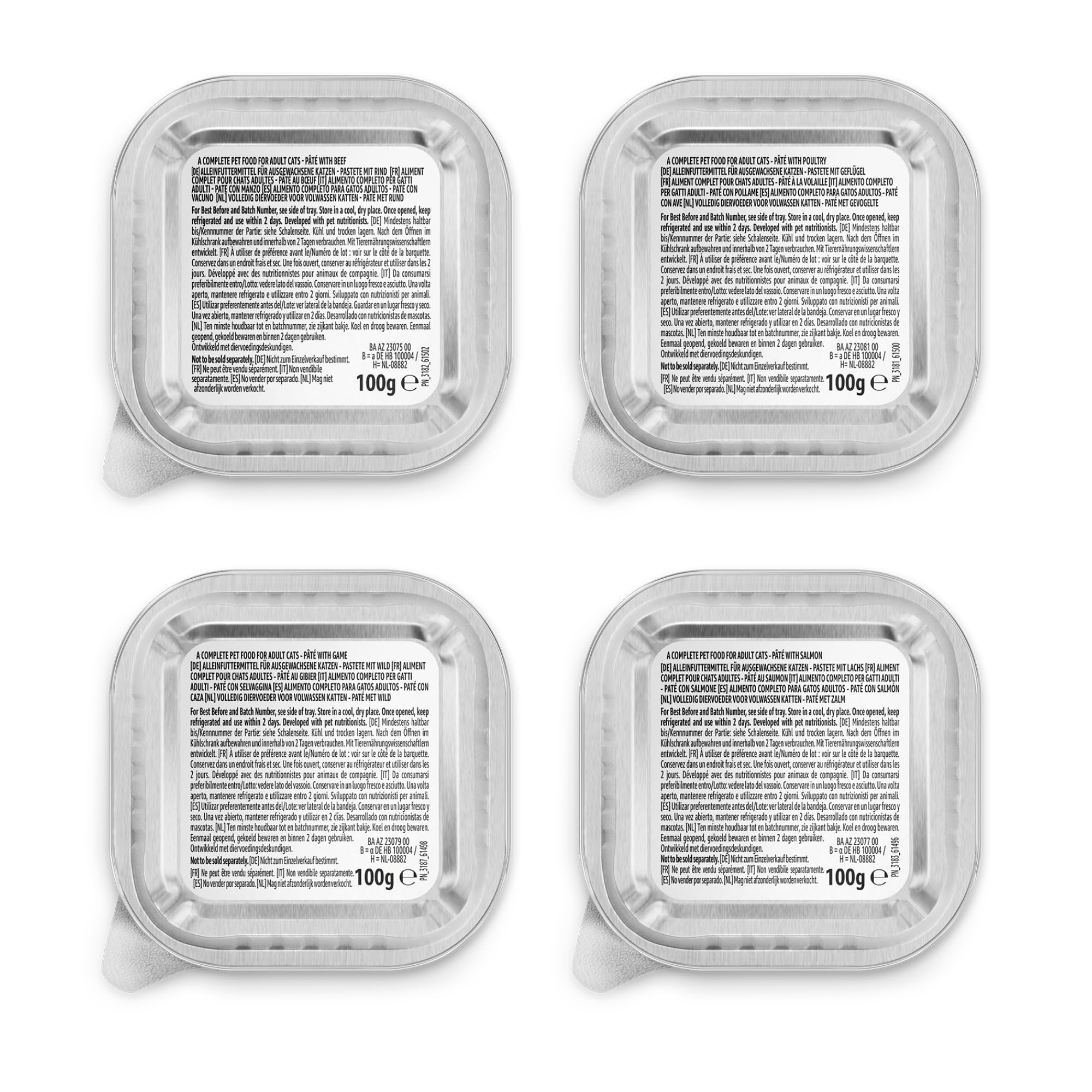 by Amazon, Cibo Umido per Gatti, Paté Assortiti, 100g, Confezione da 32