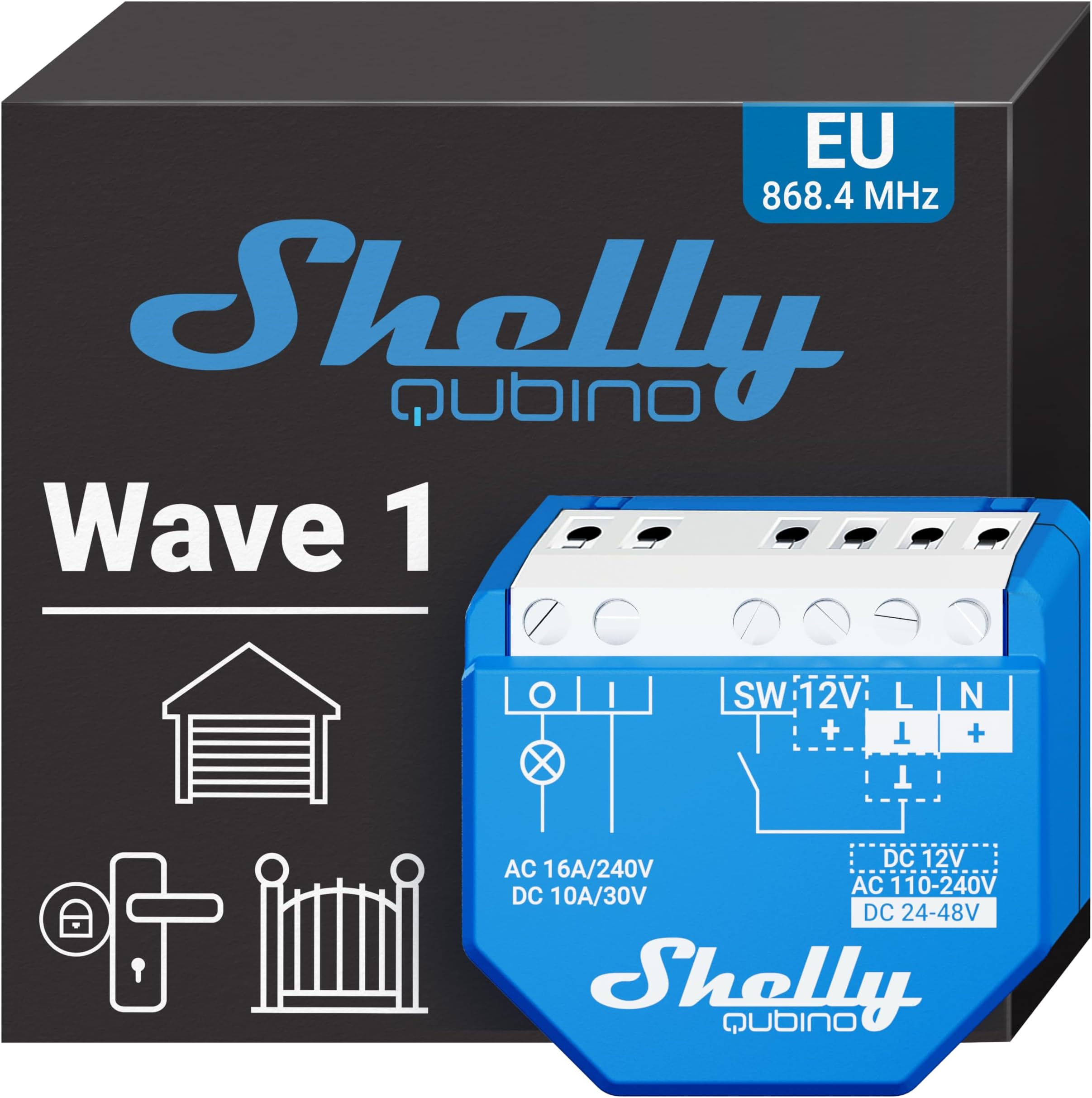 Wave 1 Z-wave Smart Switch Relay, 1 Channel 16 A with Potential-Free Contacts, Home Automation, Z-Wave Gateway Required, Low Power Consumption, Z-Wave Repeater, High Compatibility