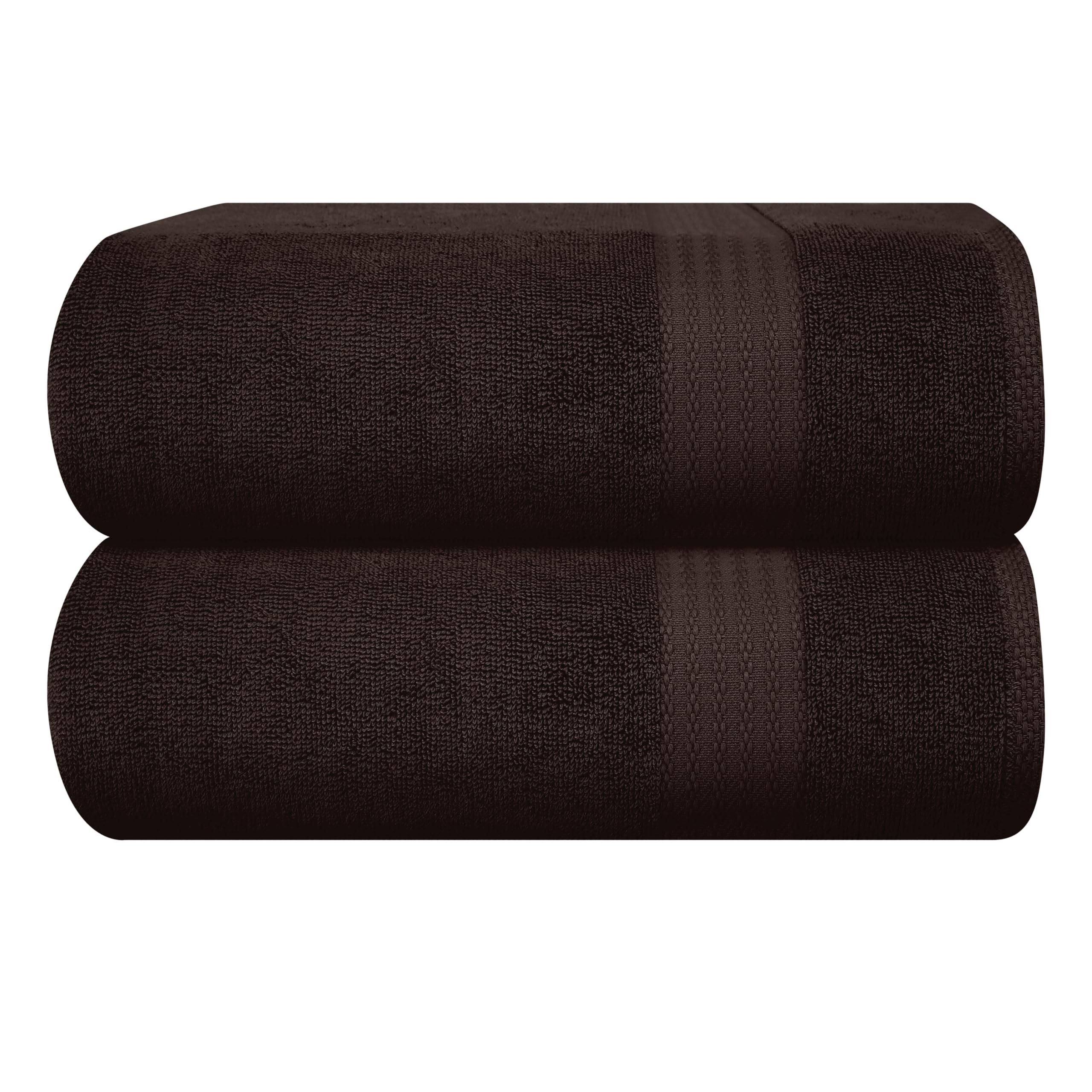 GLAMBURG Premium Cotton Oversized 2 Pack Bath Sheet 35x70-100% Pure Cotton - Ideal for Everyday use - Ultra Soft &amp; Highly Absorbent - Machine Washable - Chocolate Brown