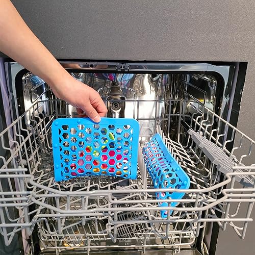 Miniatura 4 de REVEX Bolsa de lavavajillas para biberones, de 11.8 x 7.9 pulgadas, bolsa grande de silicona para lavavajillas para artículos pequeños, adecuada