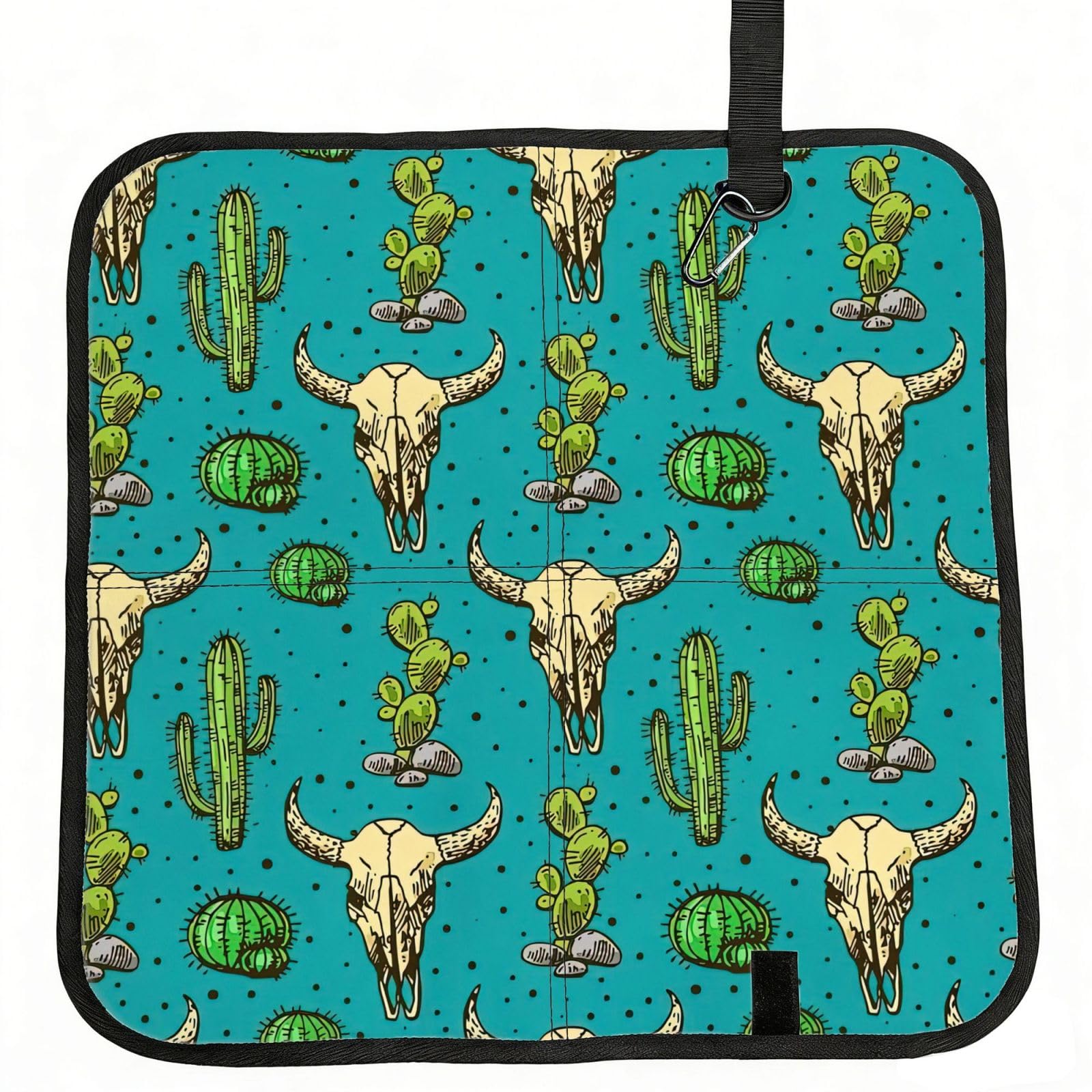 VCzsdff Cute Cactus And Skull Of Bull Print Portable Seat Cushion Folding Bleacher Pad Compact Picnic Sitting Mat Polyester 40cm